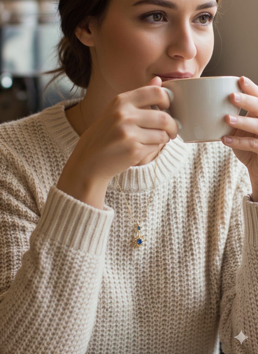 925 Ayar Flamingo Silver pulsar yıldızı kolye.kutup yıldızı kolye.zarif kolye.rose.gold.rodaj