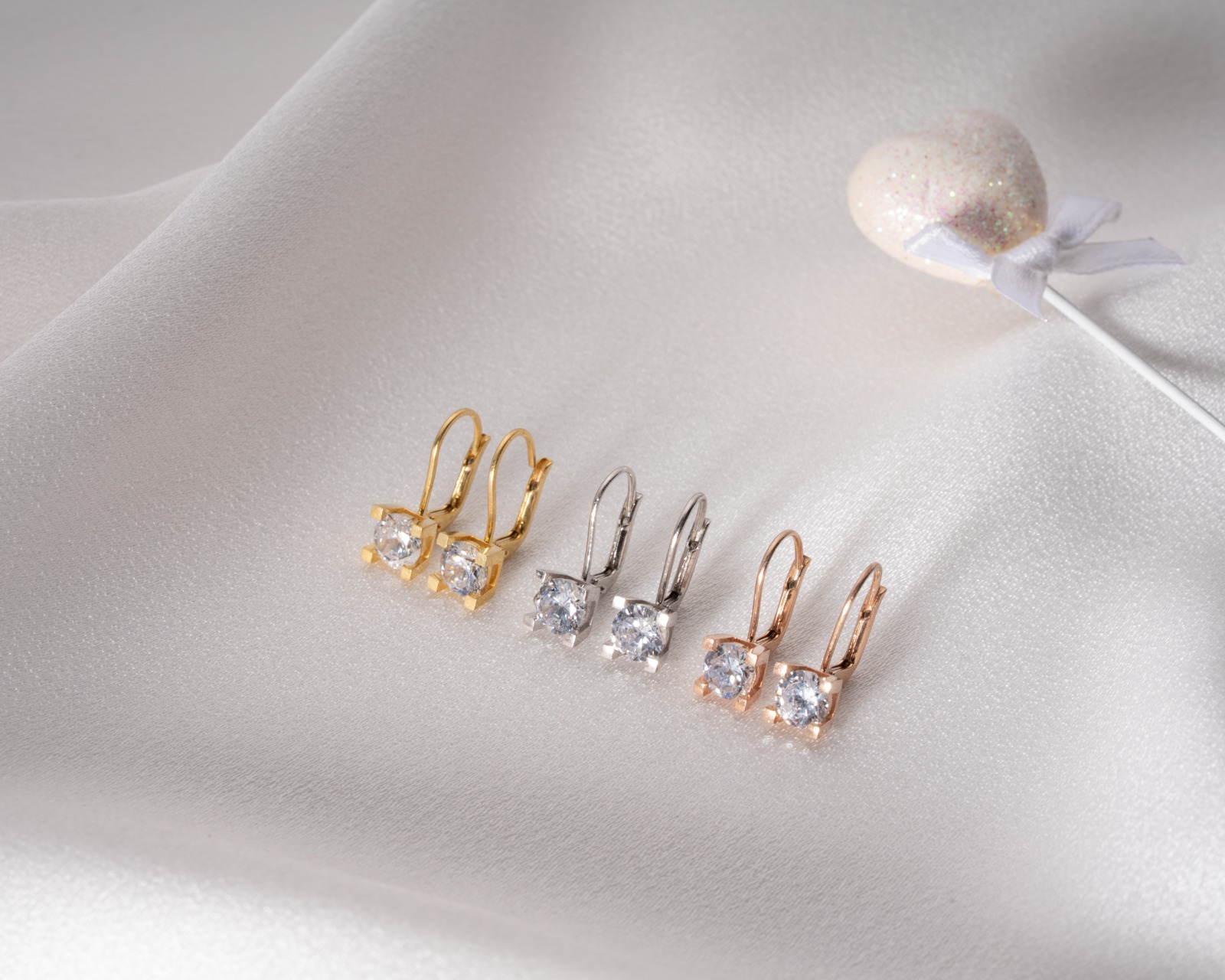 925 Ayar Flamingo Silver Tektaş küpe.rose.gold.rodaj