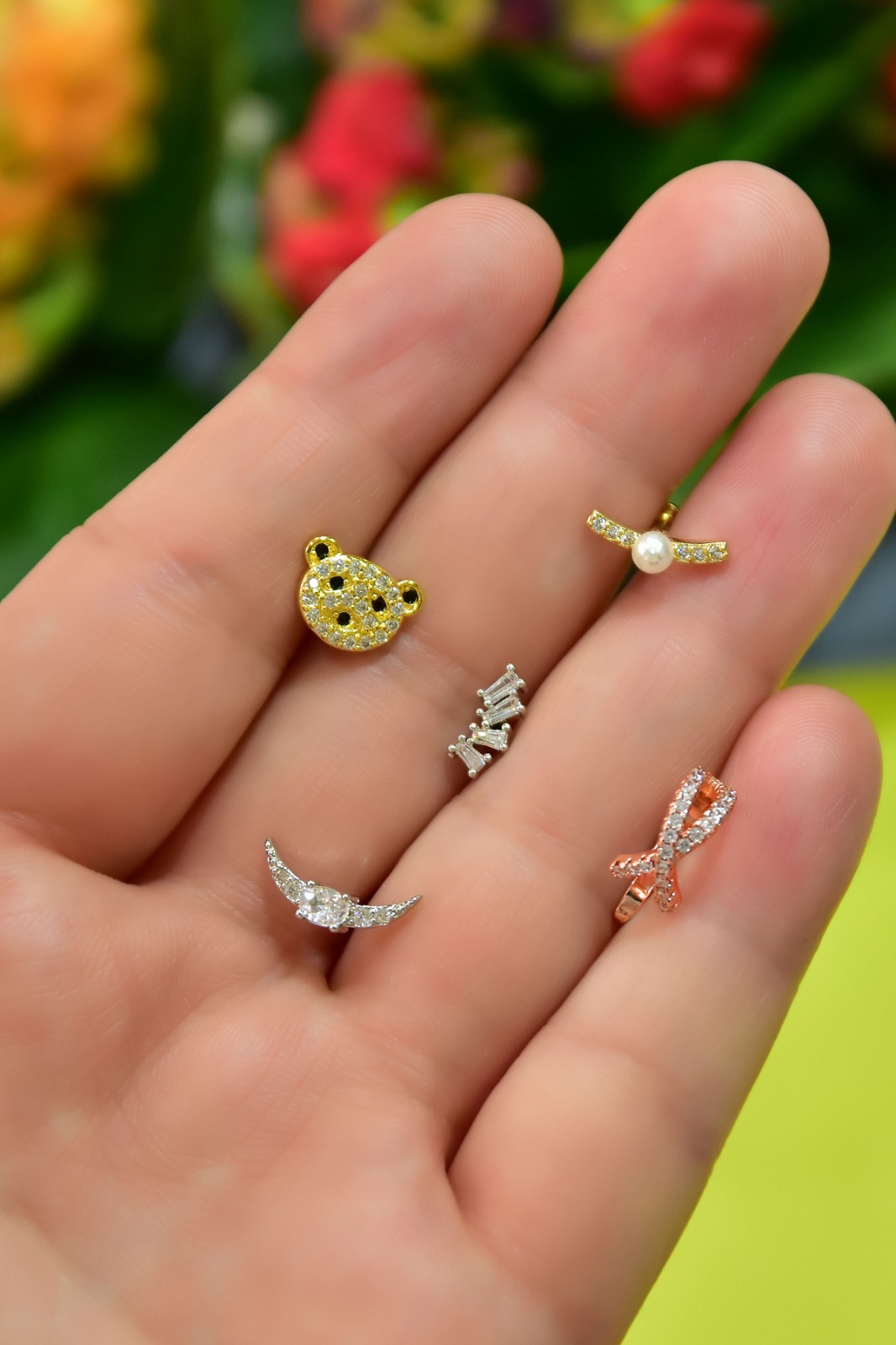 925 ayar Flamingo Silver tragus küpe.rose.gold.rodaj.