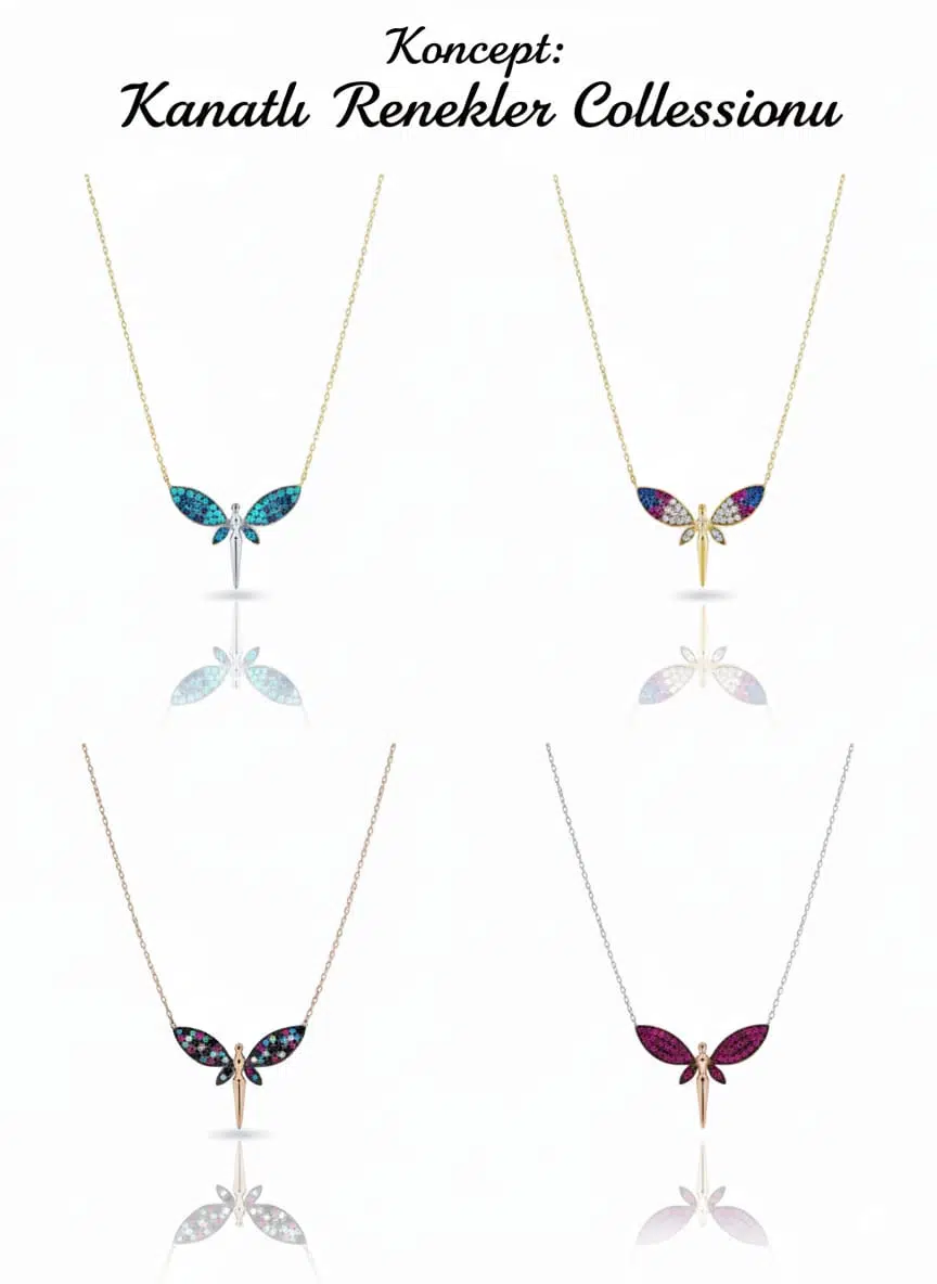 925 Ayar Papatya Silver Yusufçuk Kolye.rose.gold.rodaj