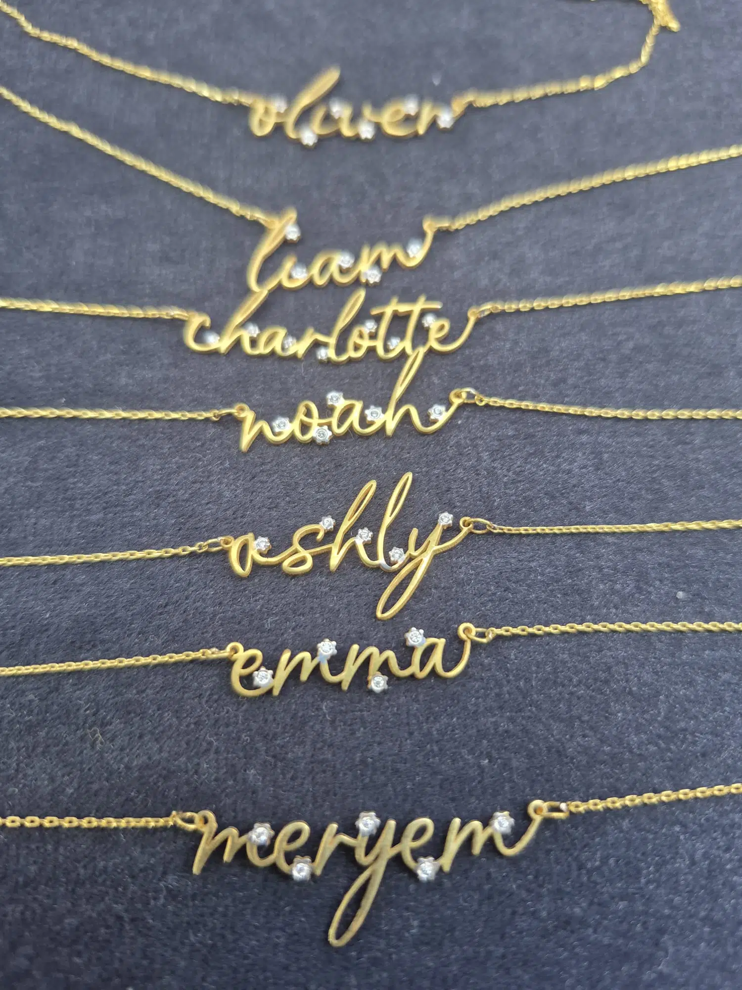 925 ayar Flamingo Silver zirkon taşlı imza isimli kolye<rose,gold,rodaj>