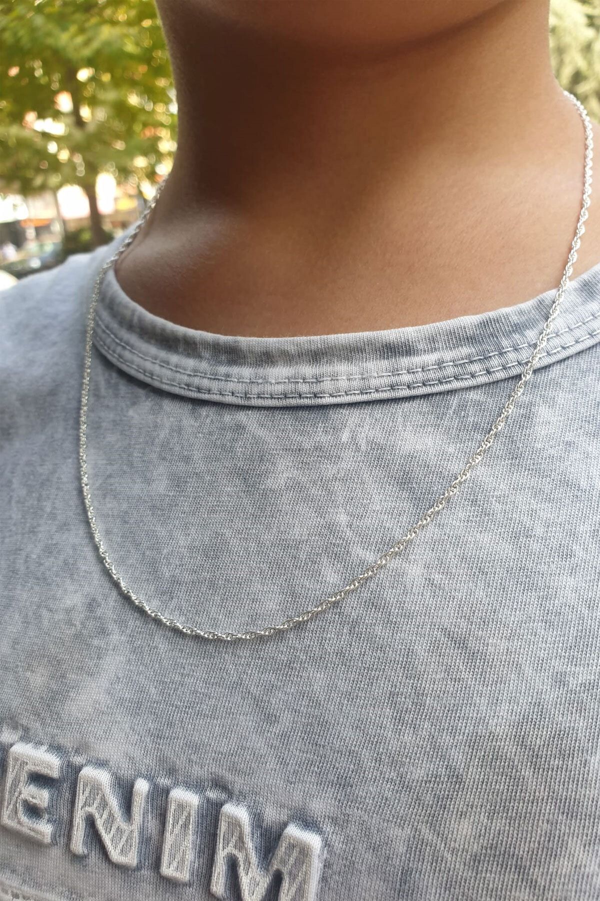 925 Ayar Rodyum Kaplama Erkek Halat Zincir Kolye