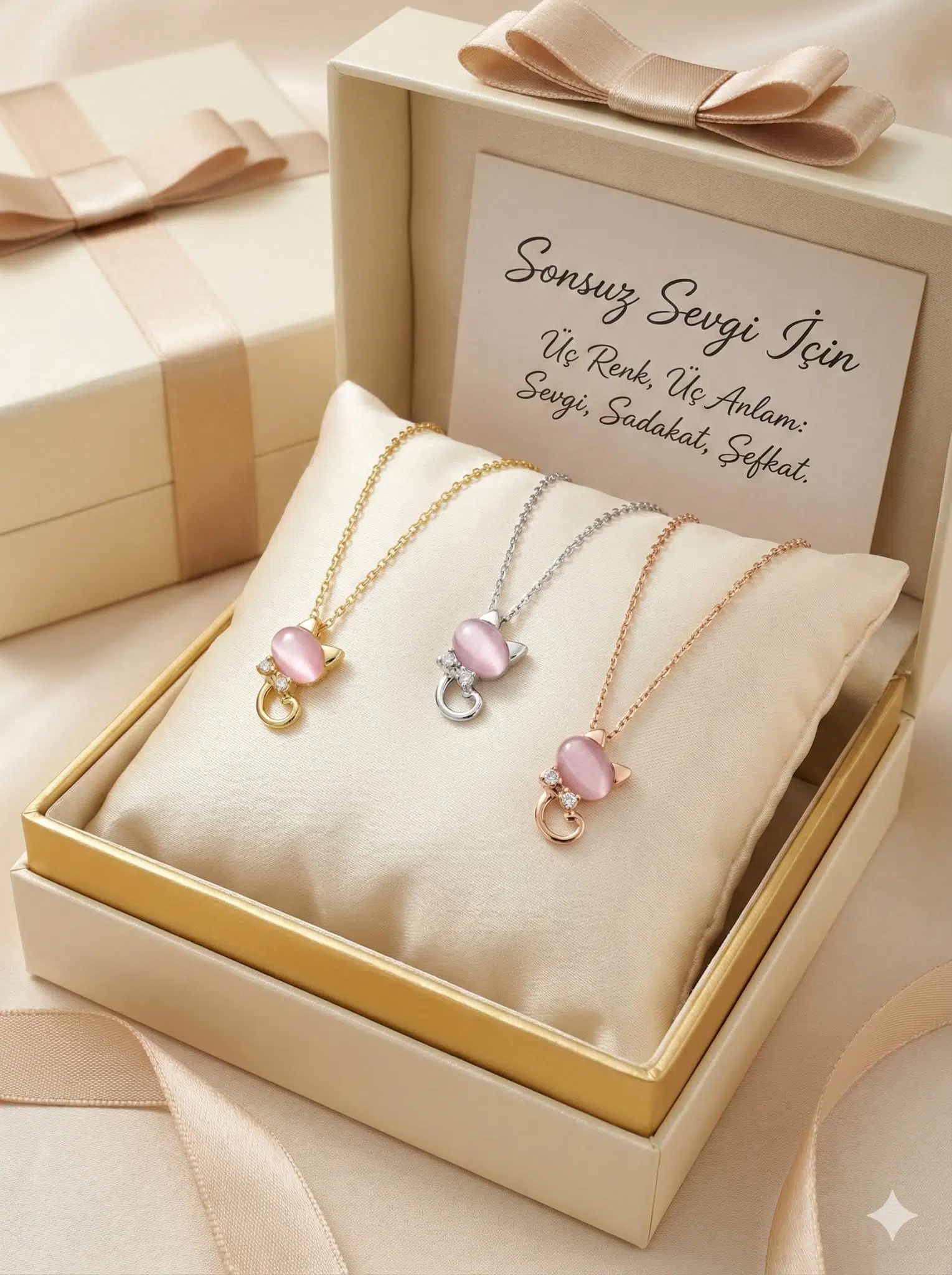 925 Ayar Rose Altın Kaplama Gümüş Kedi Kolye