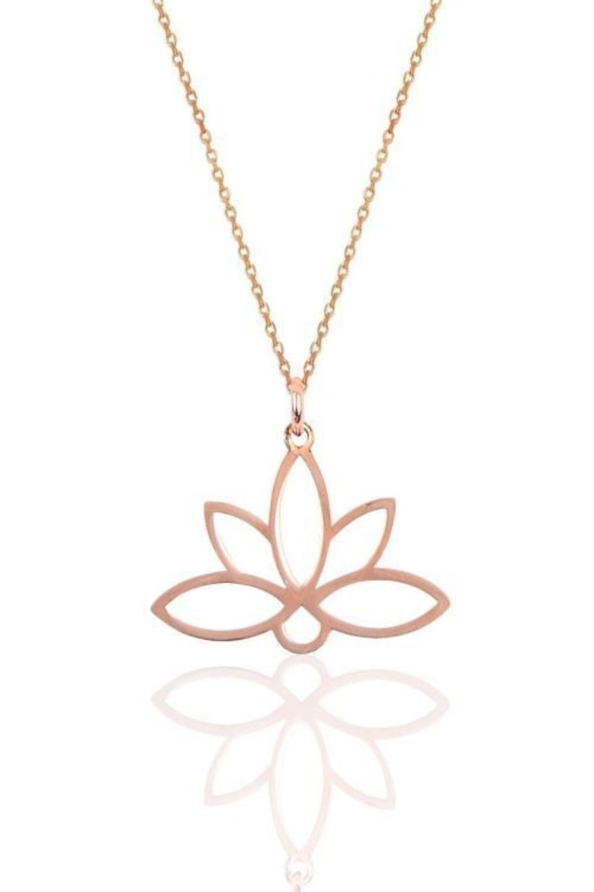 925 Ayar Rose Altın Kaplama Gümüş Lotus Çiçeği Kolye