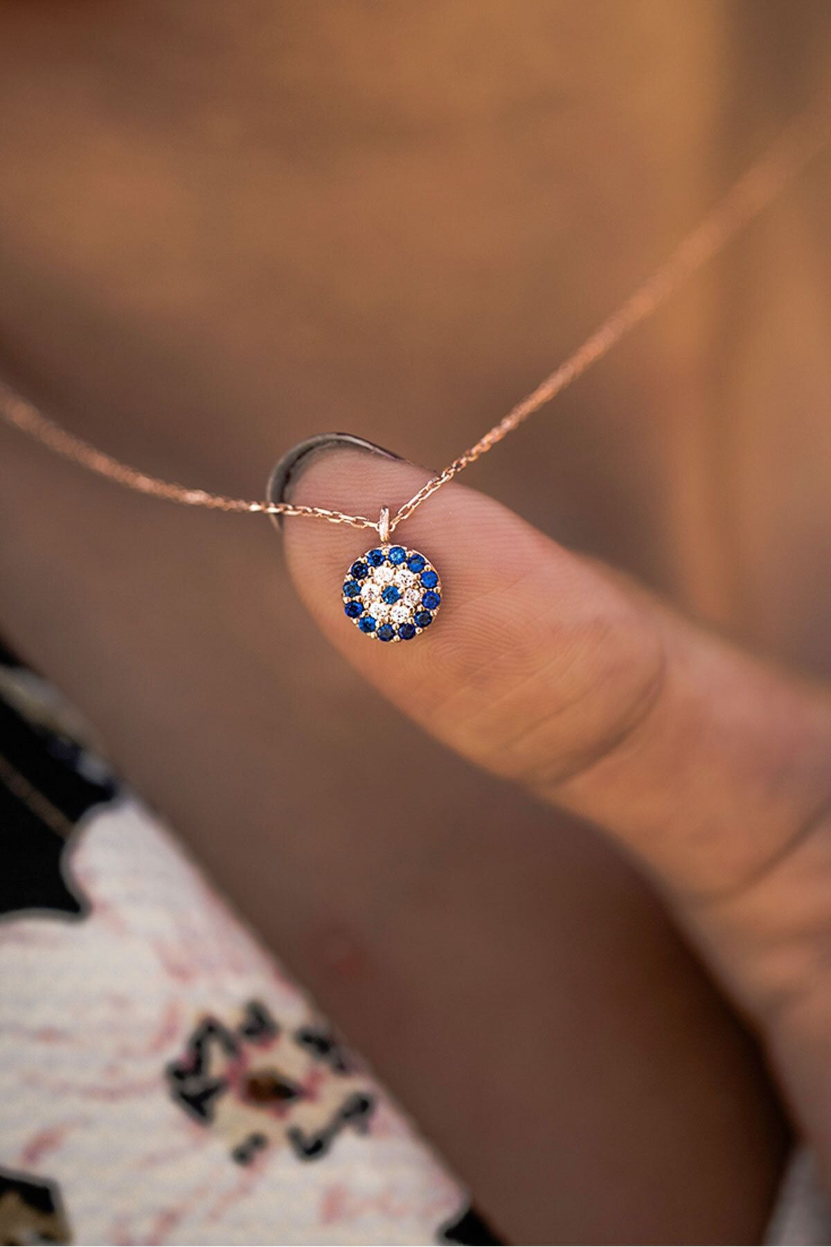 925 Ayar Rose Altın Kaplama Gümüş Nazar Kolye