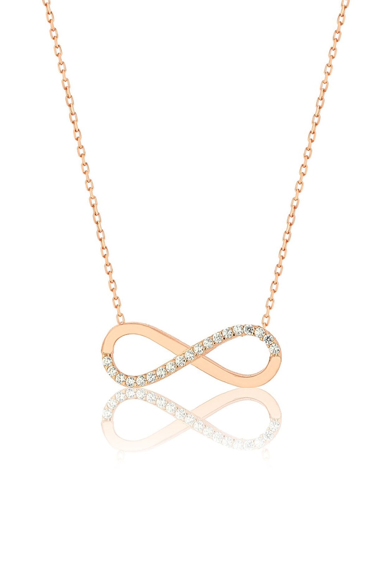 925 Ayar Rose Altın Kaplama Gümüş Sonsuzluk Kolye