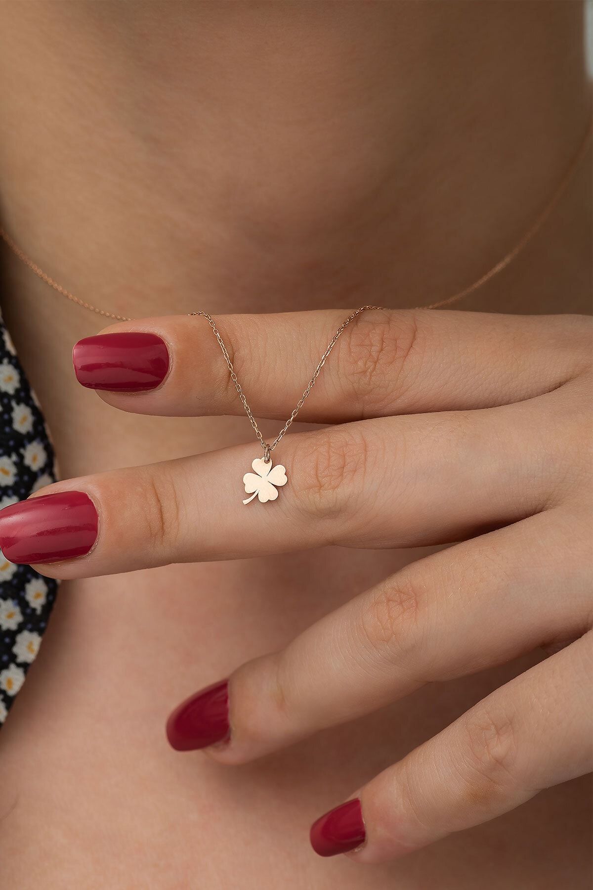 925 Ayar Rose Altın Kaplama Gümüş Yonca Kolye