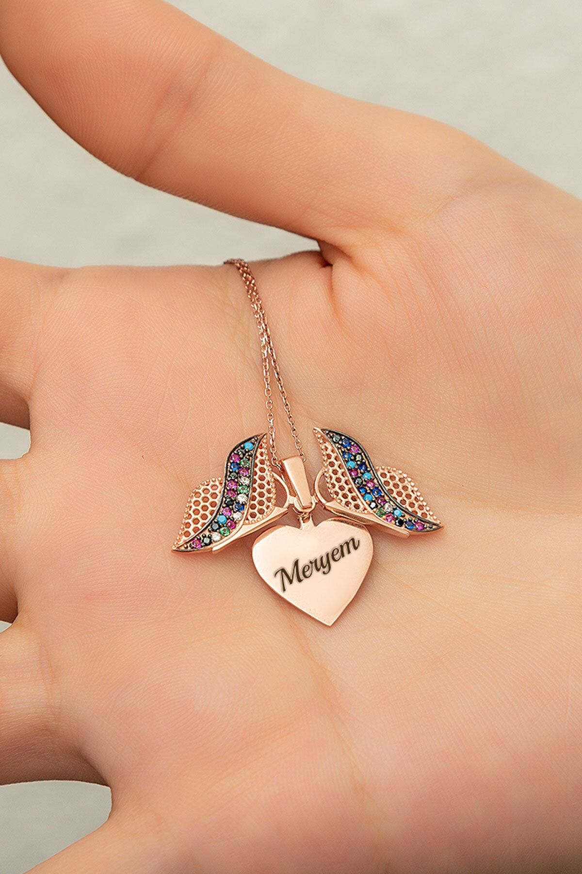 925 Ayar Rose Altın Kaplama Kelebek Kolye