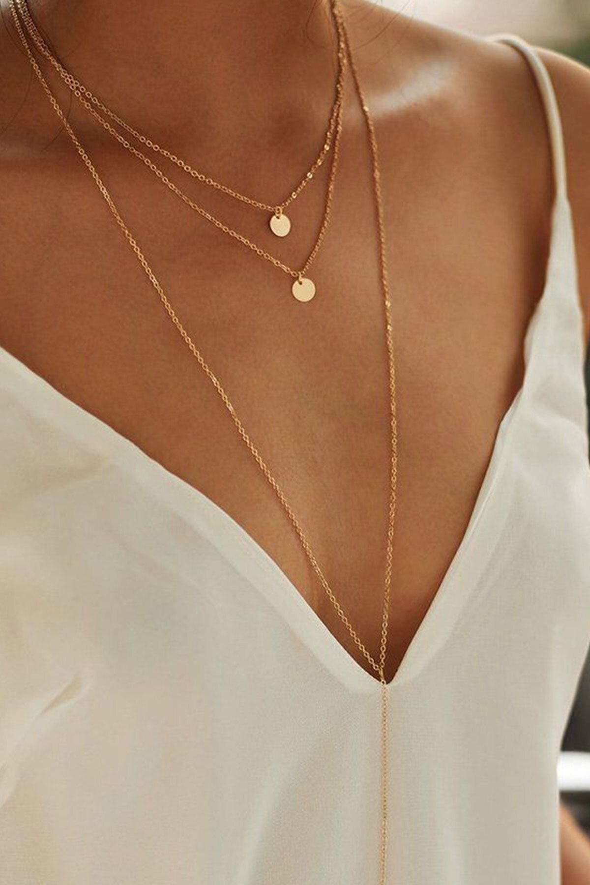 925 Ayar Rose Altın Kaplama Üçlü Plaka Kolye