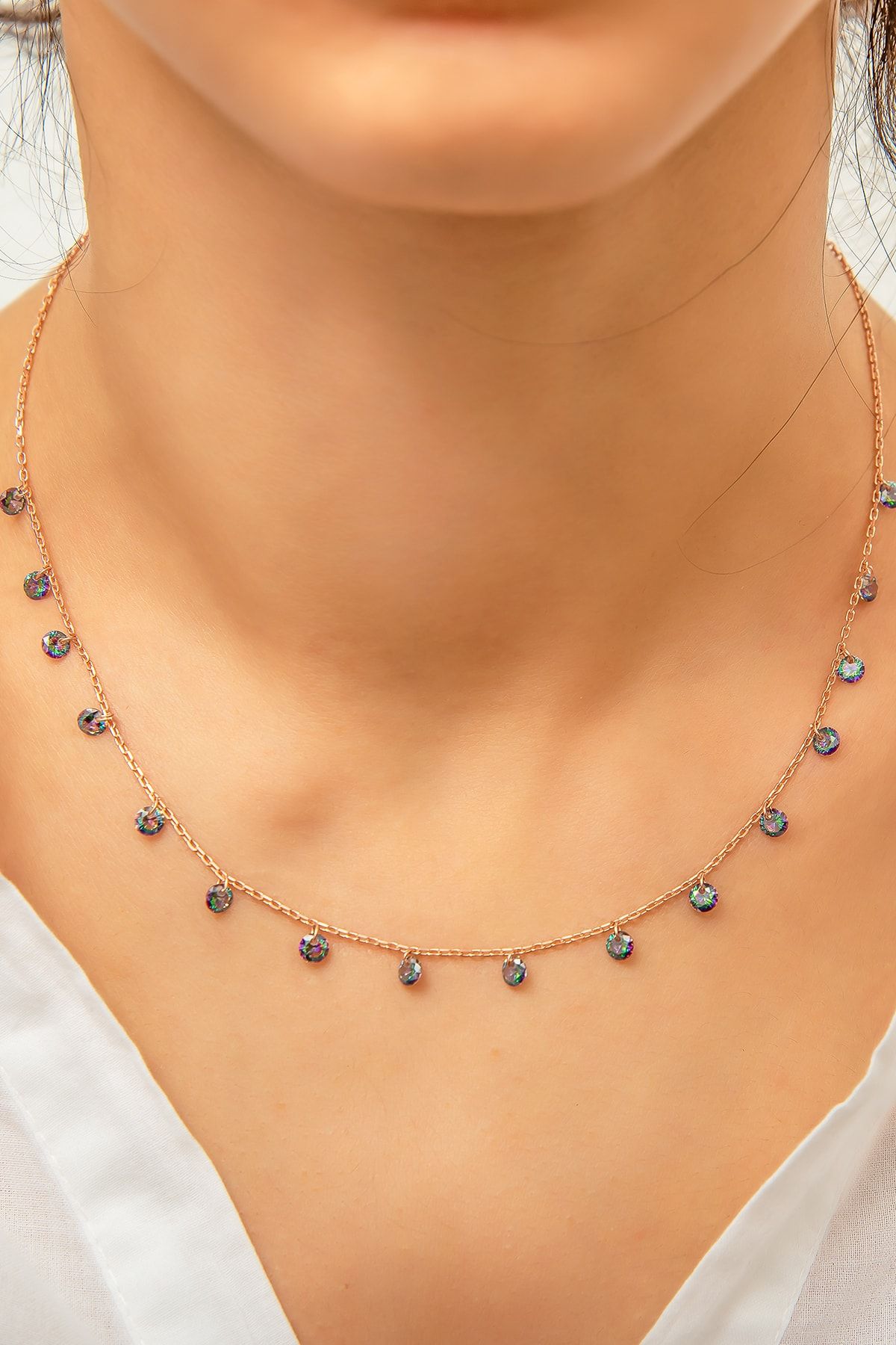 925 Ayar Sıralı Mistik Topaz Taş Gümüş Kolye