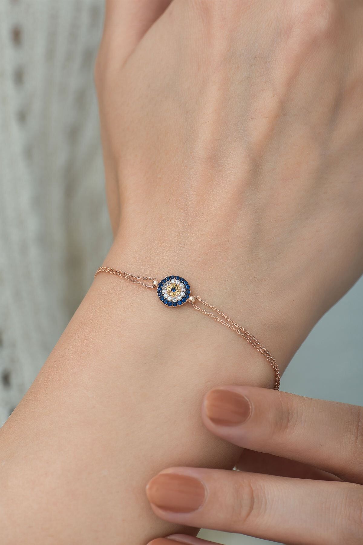 925 Ayar Zirkon Taşlı Gümüş Nazar Bileklik