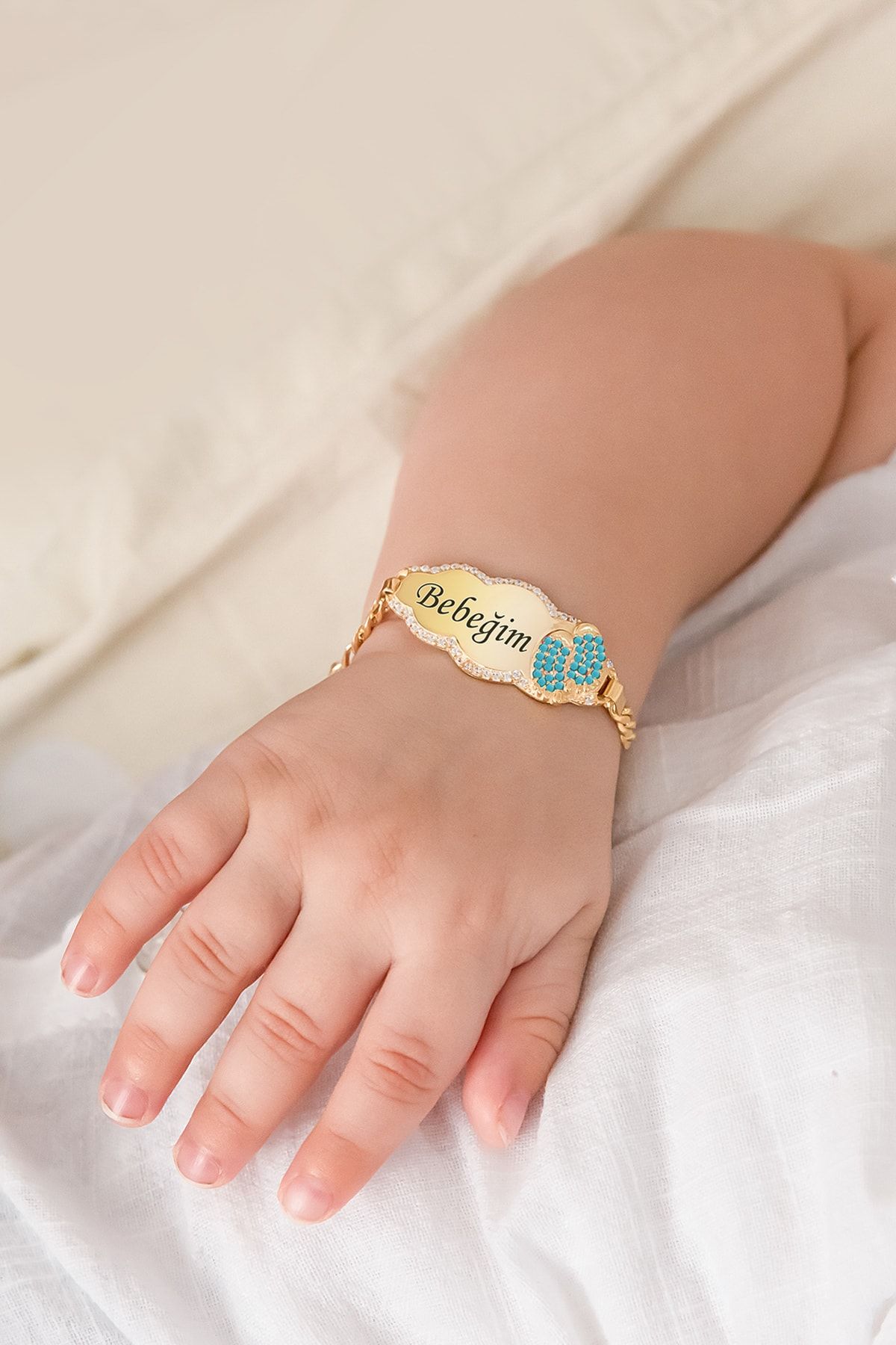 Bebeğim Yazılı Bulut Modeli Erkek Bebek Künyesi 14 Ayar Altın Kaplama 925 Ayar Gümüş - Uvps900068