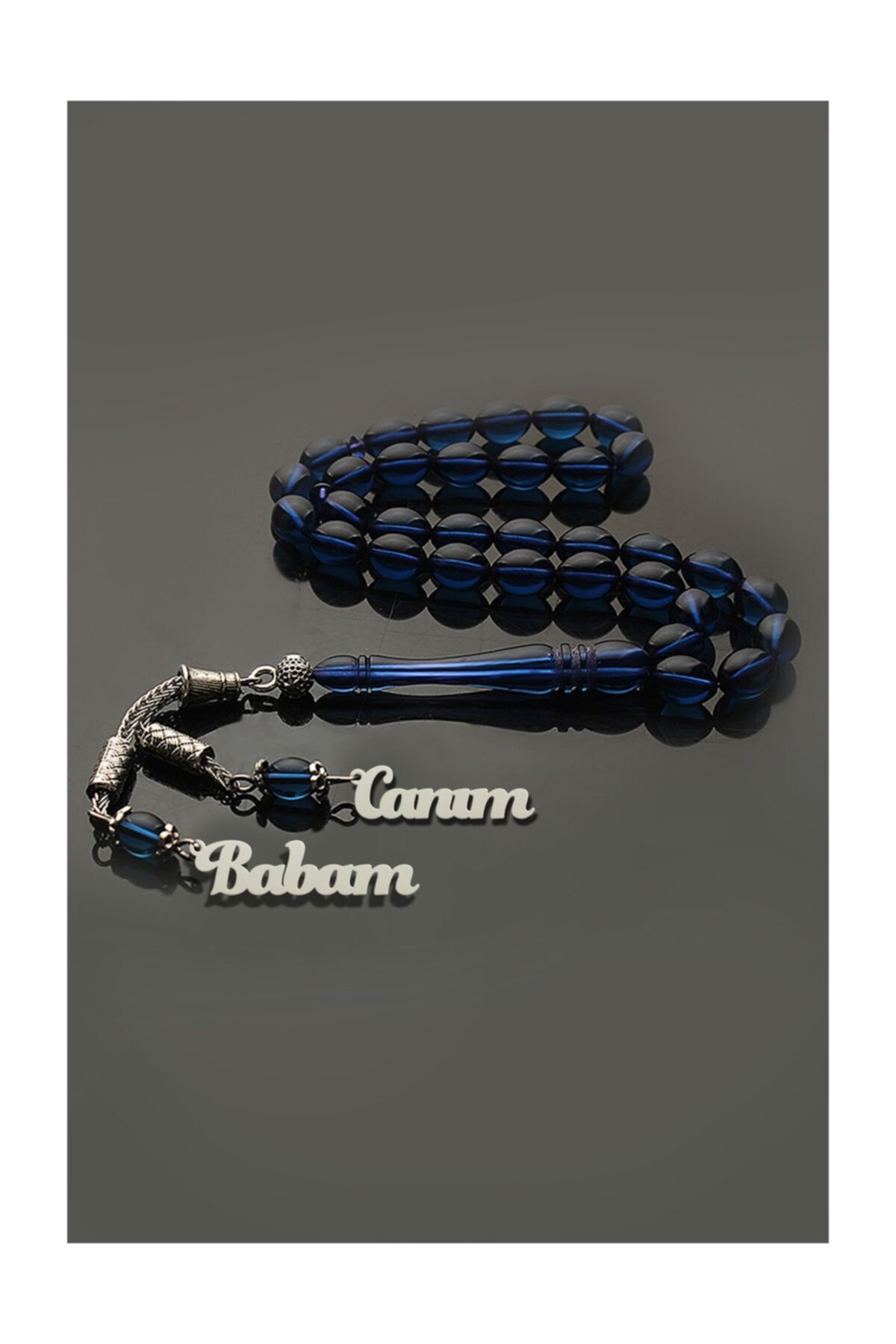 Canım Babam Yazılı Sıkma Kehribar Gümüş Kaplama Tesbih Uvps550006