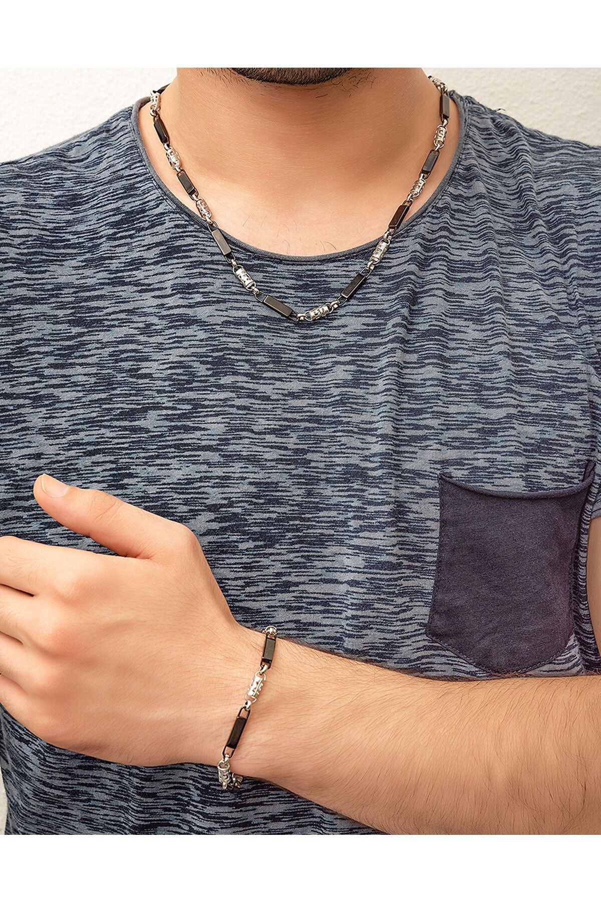 Erkek Çelik Zincir Kolye Ve Bileklik