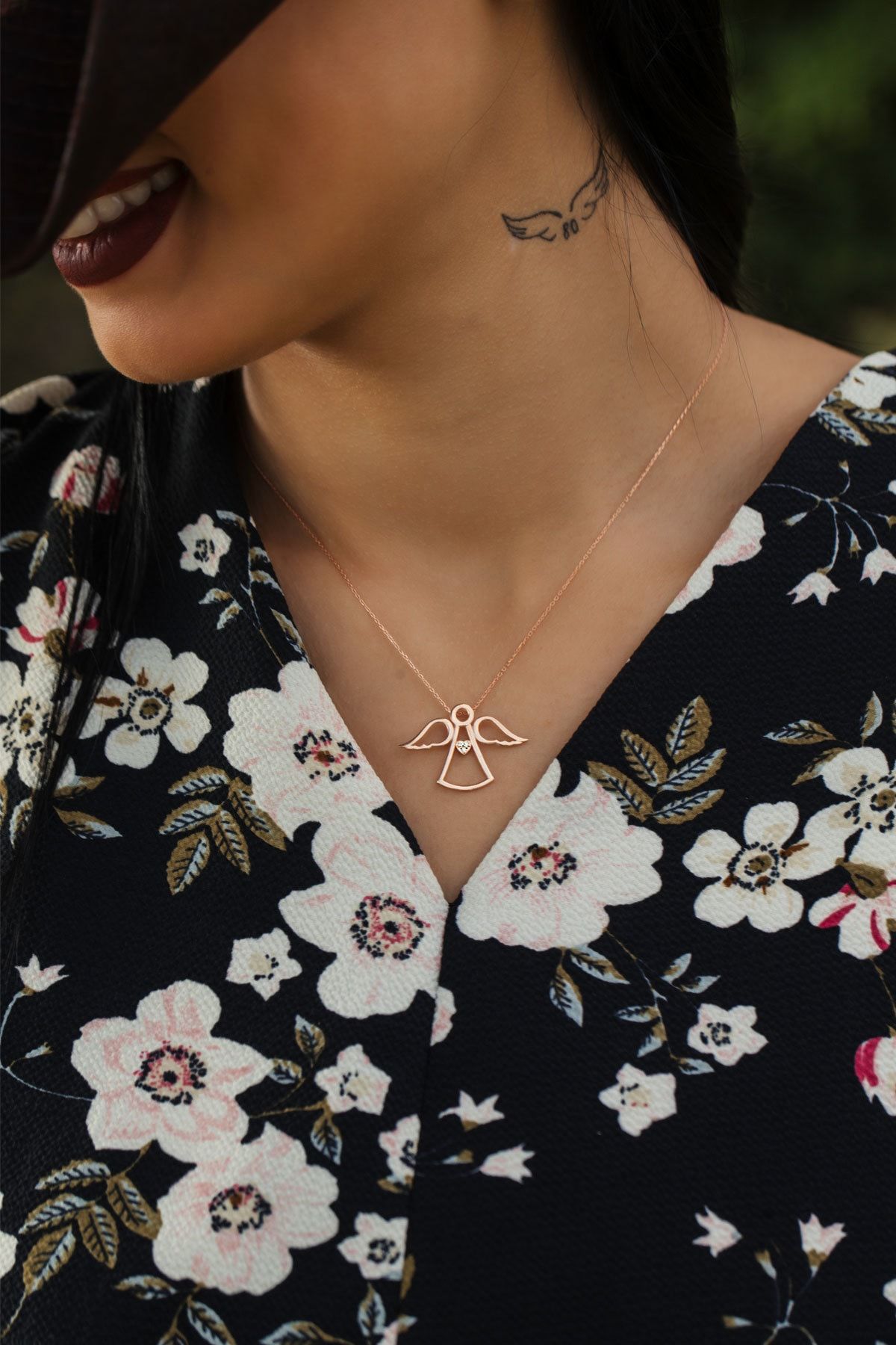 Gümüş Kalp Tektaş Melek Kolye