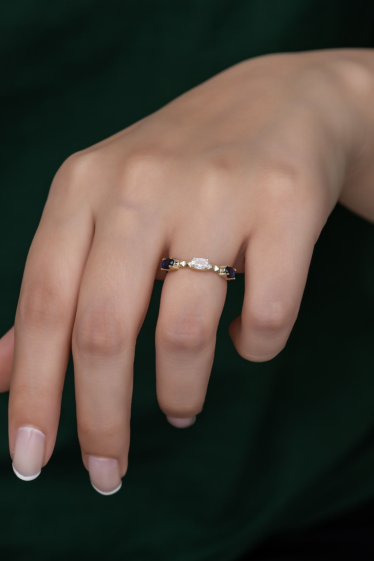 Gümüş Prenses Yüzük. Renkli Taşlı Ayarlanabilir Ölçü. Altın Kaplama 925 Ayar Gümüş