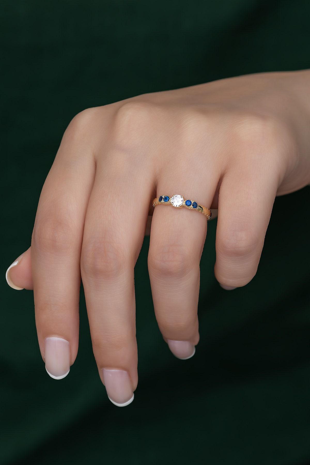 Gümüş Prenses Yüzük. Renkli Taşlı Ayarlanabilir Ölçü. Altın Kaplama 925 Ayar Gümüş