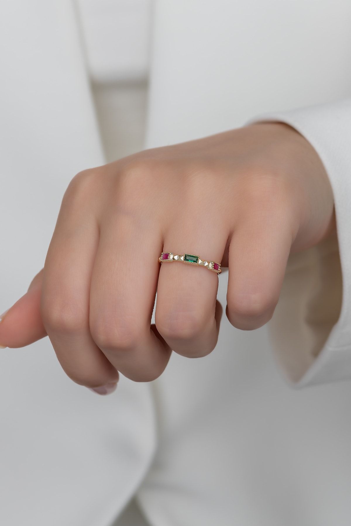 Gümüş Prenses Yüzük. Renkli Taşlı Ayarlanabilir Ölçü. Altın Kaplama 925 Ayar Gümüş