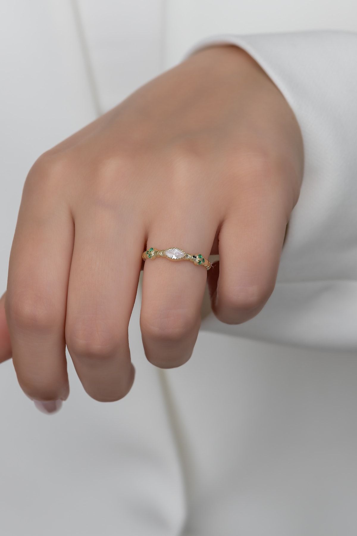 Gümüş Prenses Yüzük. Renkli Taşlı Ayarlanabilir Ölçü. Altın Kaplama 925 Ayar Gümüş