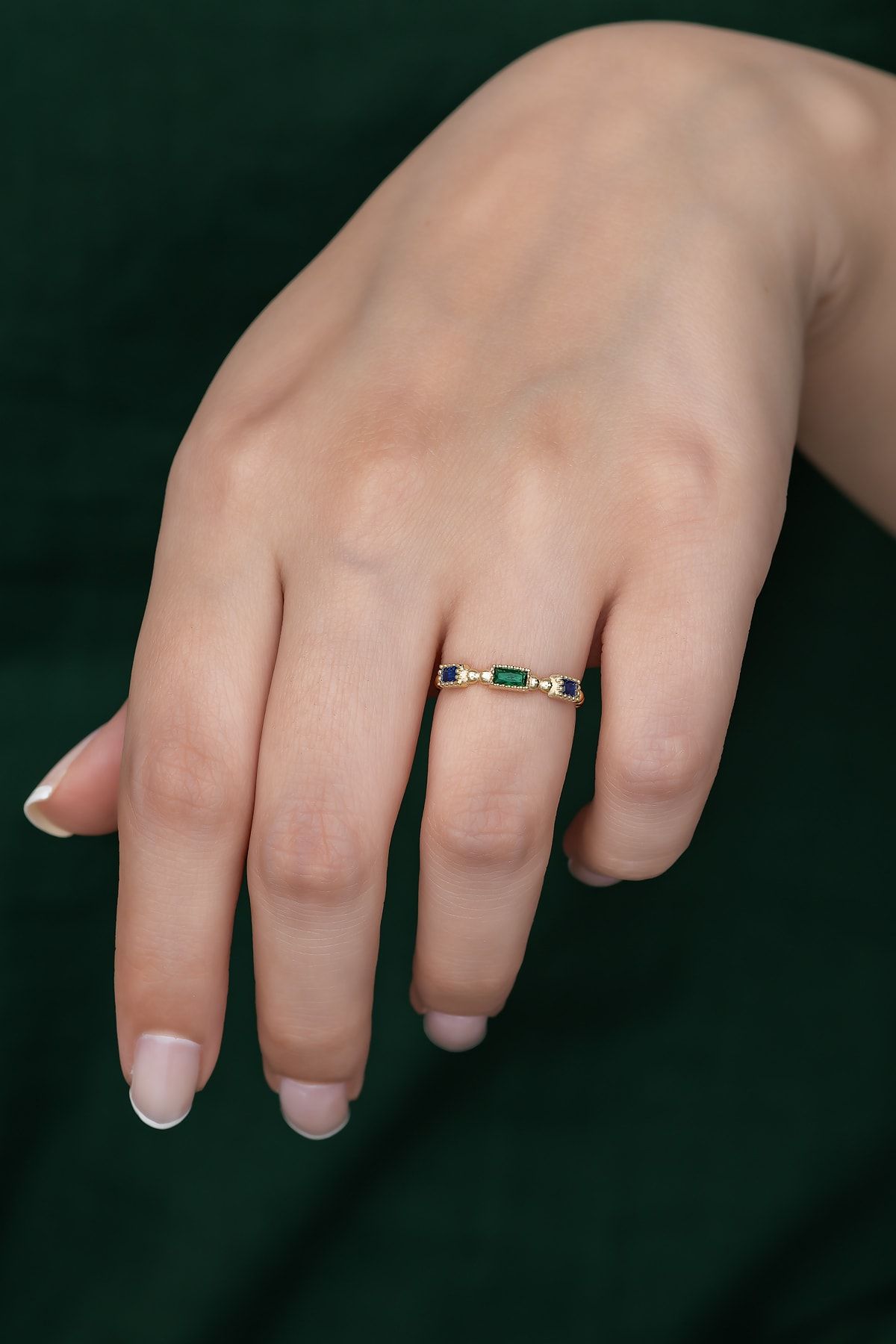 Gümüş Prenses Yüzük. Renkli Taşlı Ayarlanabilir Ölçü. Altın Kaplama 925 Ayar Gümüş