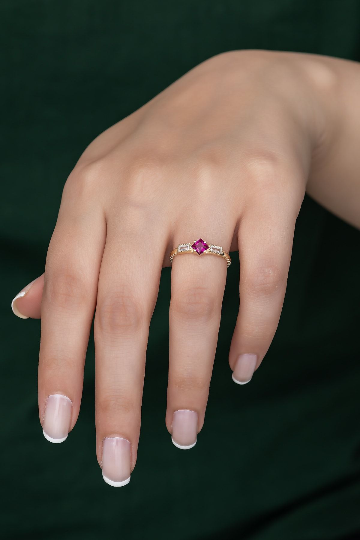 Gümüş Prenses Yüzük. Renkli Taşlı Ayarlanabilir Ölçü. Altın Kaplama 925 Ayar Gümüş