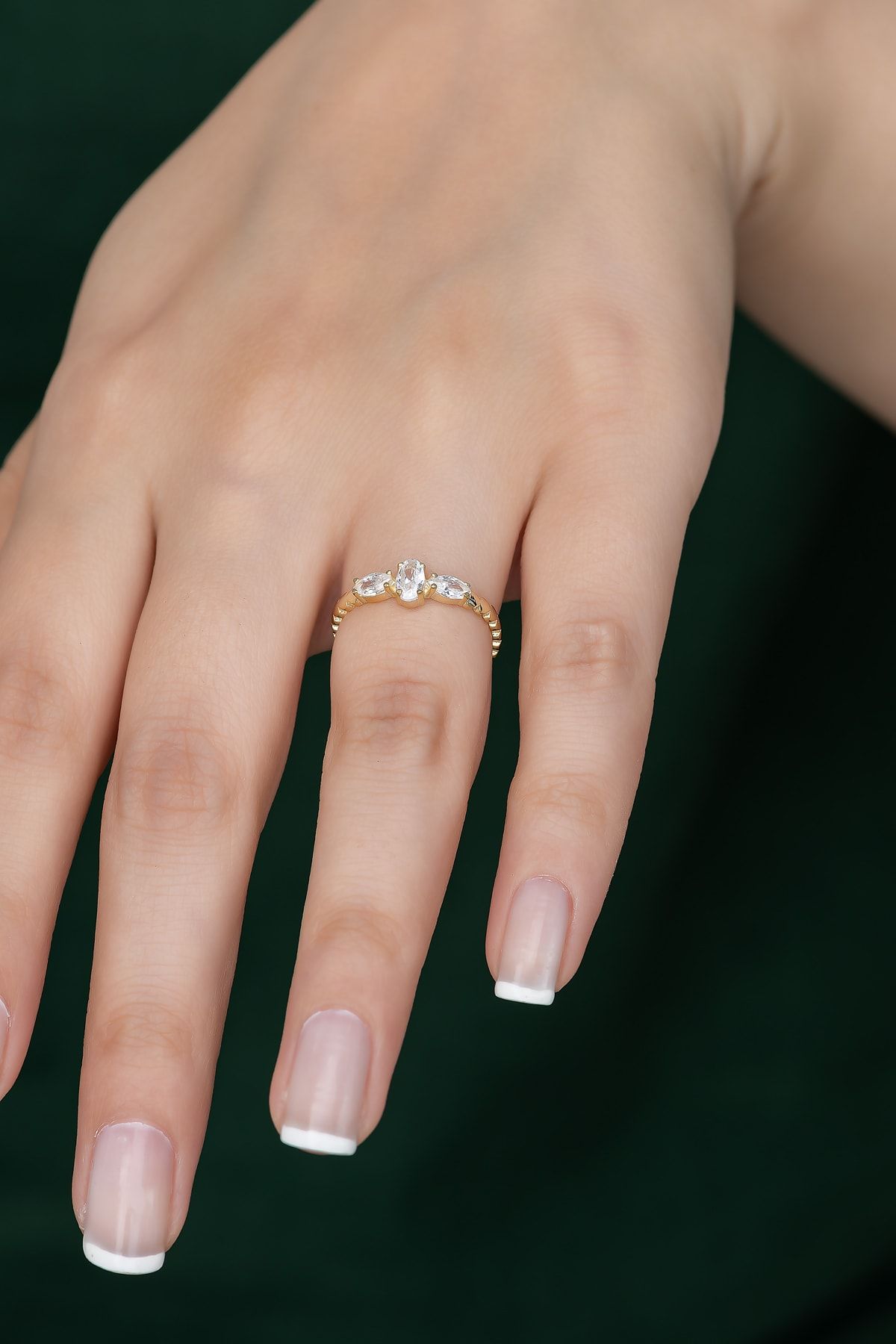 Gümüş Prenses Yüzük. Renkli Taşlı Ayarlanabilir Ölçü. Altın Kaplama 925 Ayar Gümüş