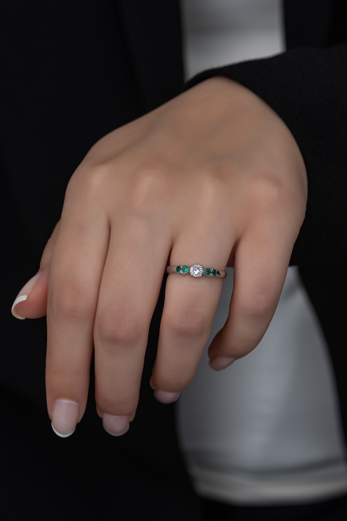 Gümüş Prenses Yüzük. Renkli Taşlı Ayarlanabilir Ölçü. Rodyum Kaplama 925 Ayar Gümüş