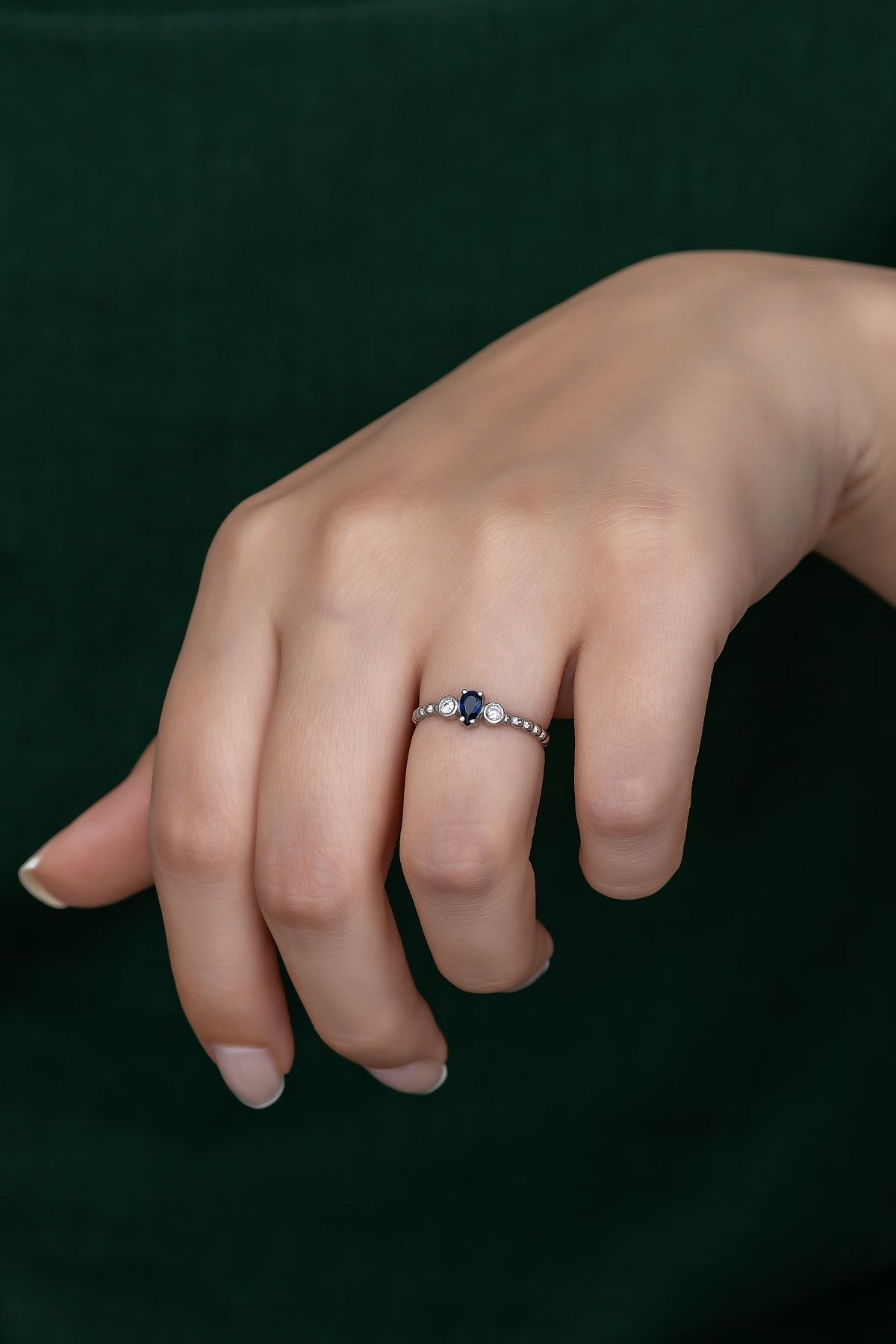 Gümüş Prenses Yüzük. Renkli Taşlı Ayarlanabilir Ölçü. Rodyum Kaplama 925 Ayar Gümüş