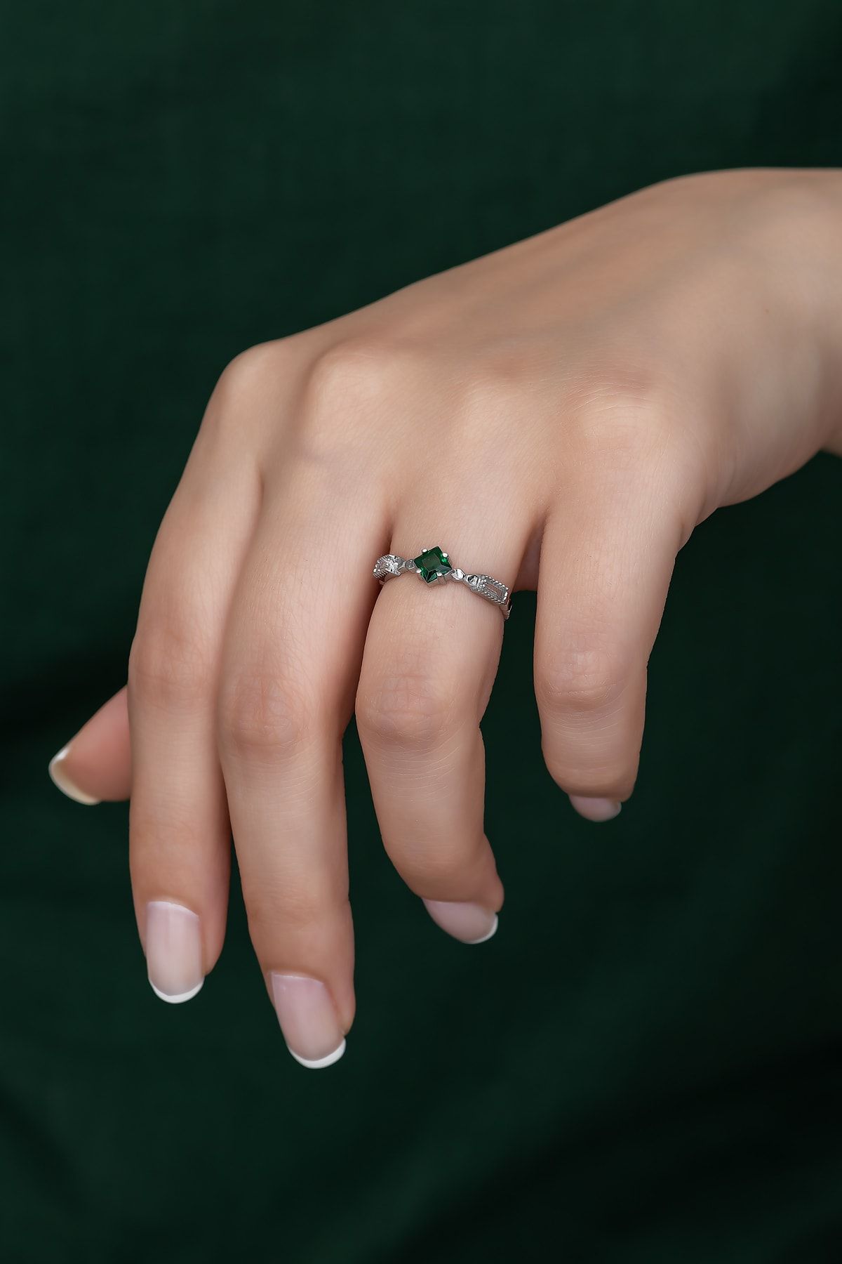 Gümüş Prenses Yüzük. Renkli Taşlı Ayarlanabilir Ölçü. Rodyum Kaplama 925 Ayar Gümüş