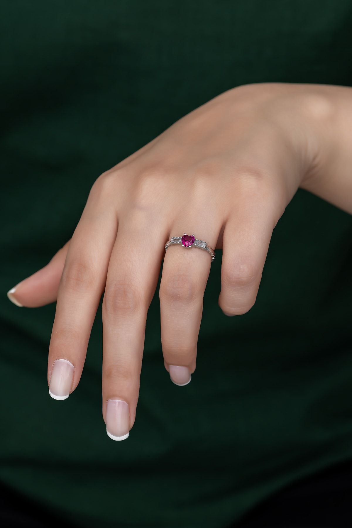 Gümüş Prenses Yüzük. Renkli Taşlı Ayarlanabilir Ölçü. Rodyum Kaplama 925 Ayar Gümüş