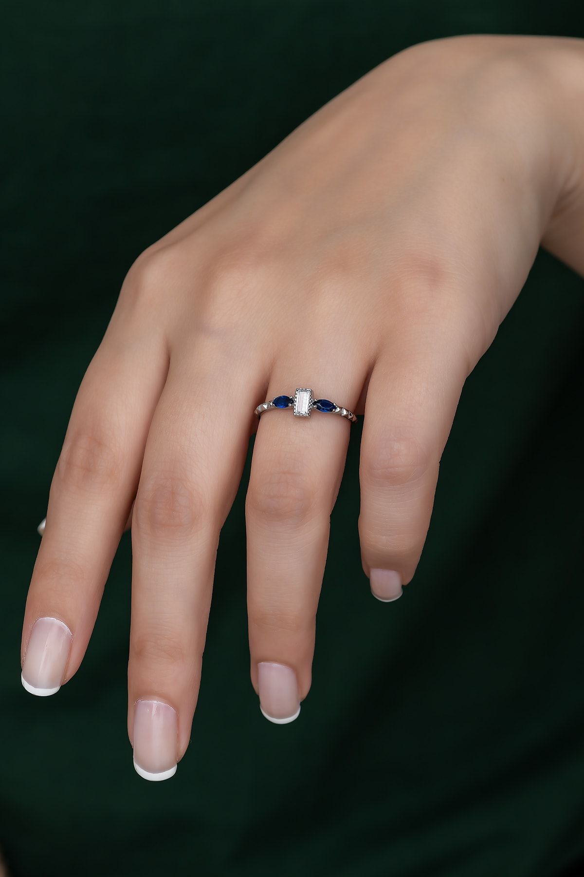 Gümüş Prenses Yüzük. Renkli Taşlı Ayarlanabilir Ölçü. Rodyum Kaplama 925 Ayar Gümüş