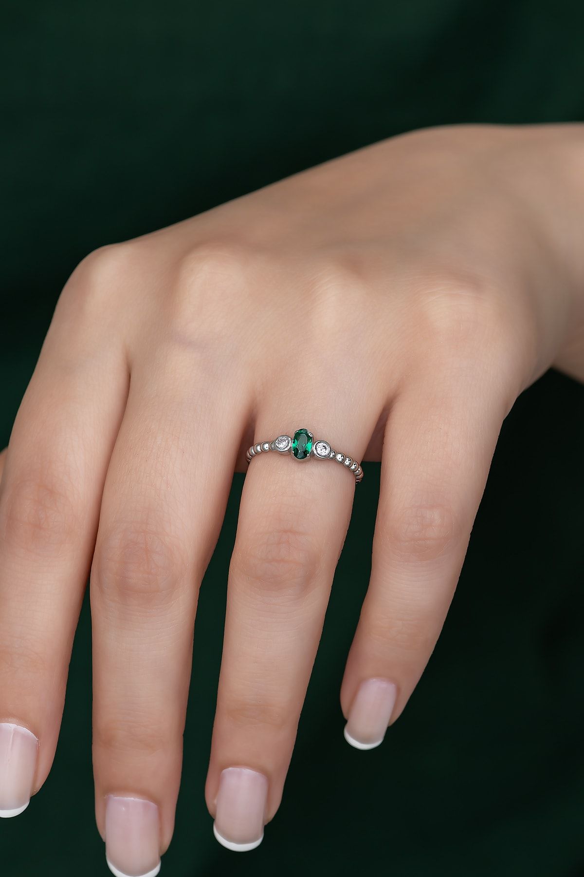 Gümüş Prenses Yüzük. Renkli Taşlı Ayarlanabilir Ölçü. Rodyum Kaplama 925 Ayar Gümüş