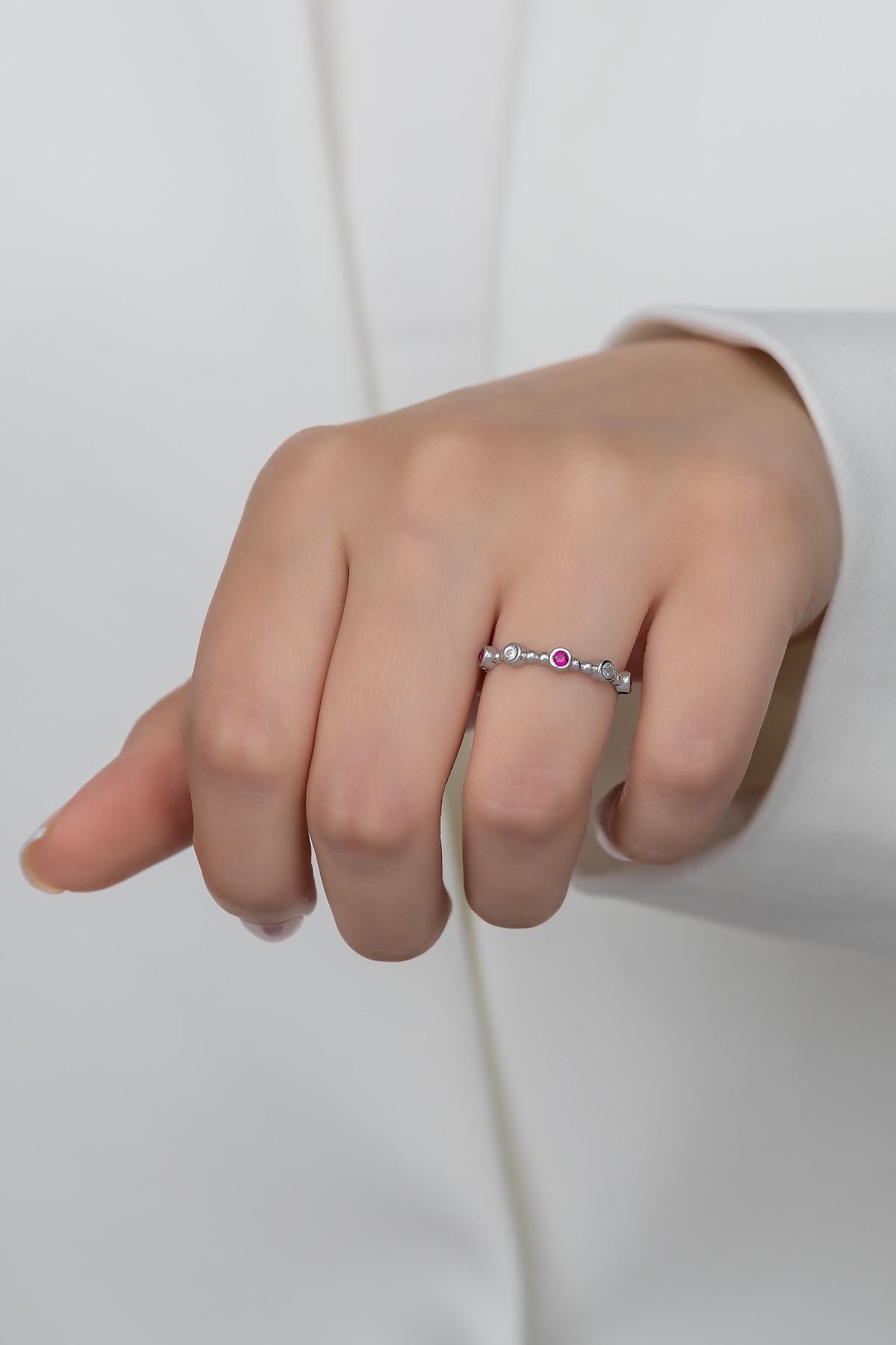 Gümüş Prenses Yüzük. Renkli Taşlı Ayarlanabilir Ölçü. Rodyum Kaplama 925 Ayar Gümüş