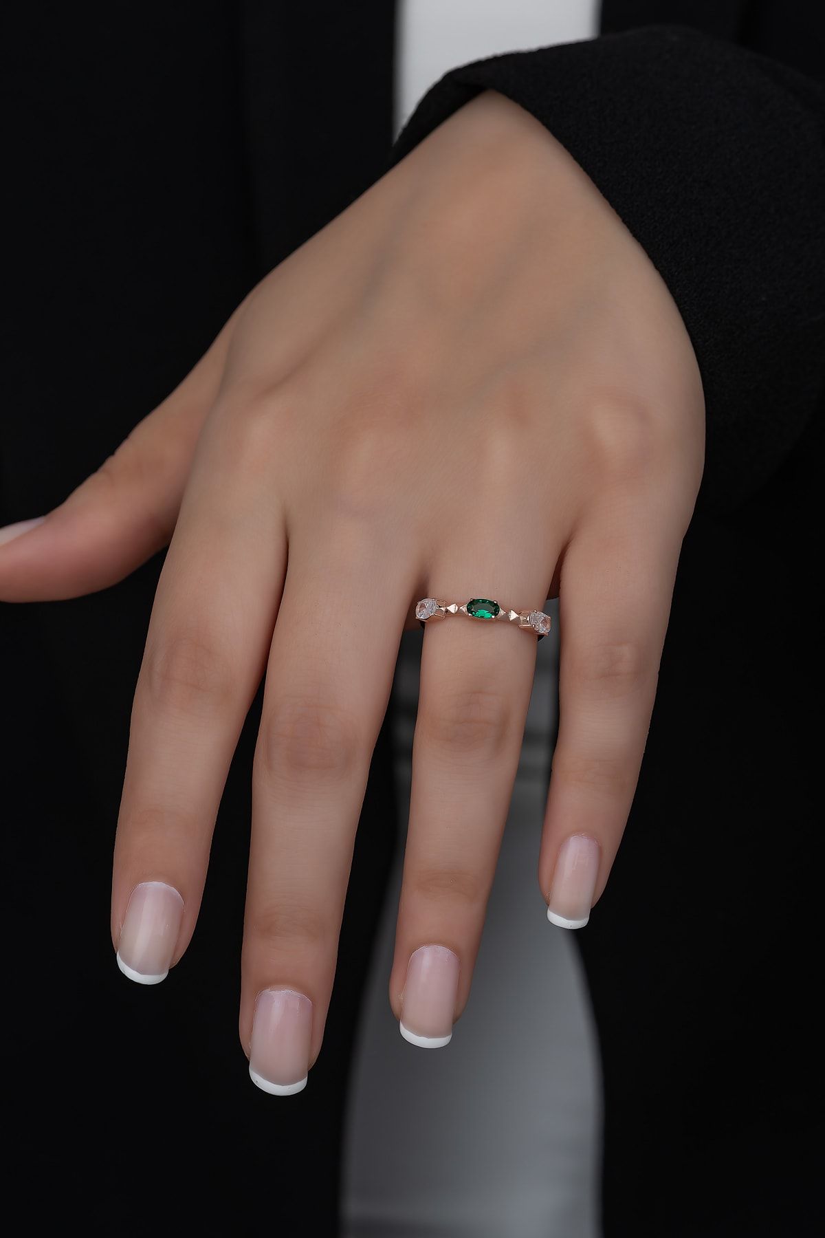 Gümüş Prenses Yüzük. Renkli Taşlı Ayarlanabilir Ölçü. Rose Gold Kaplama 925 Ayar Gümüş