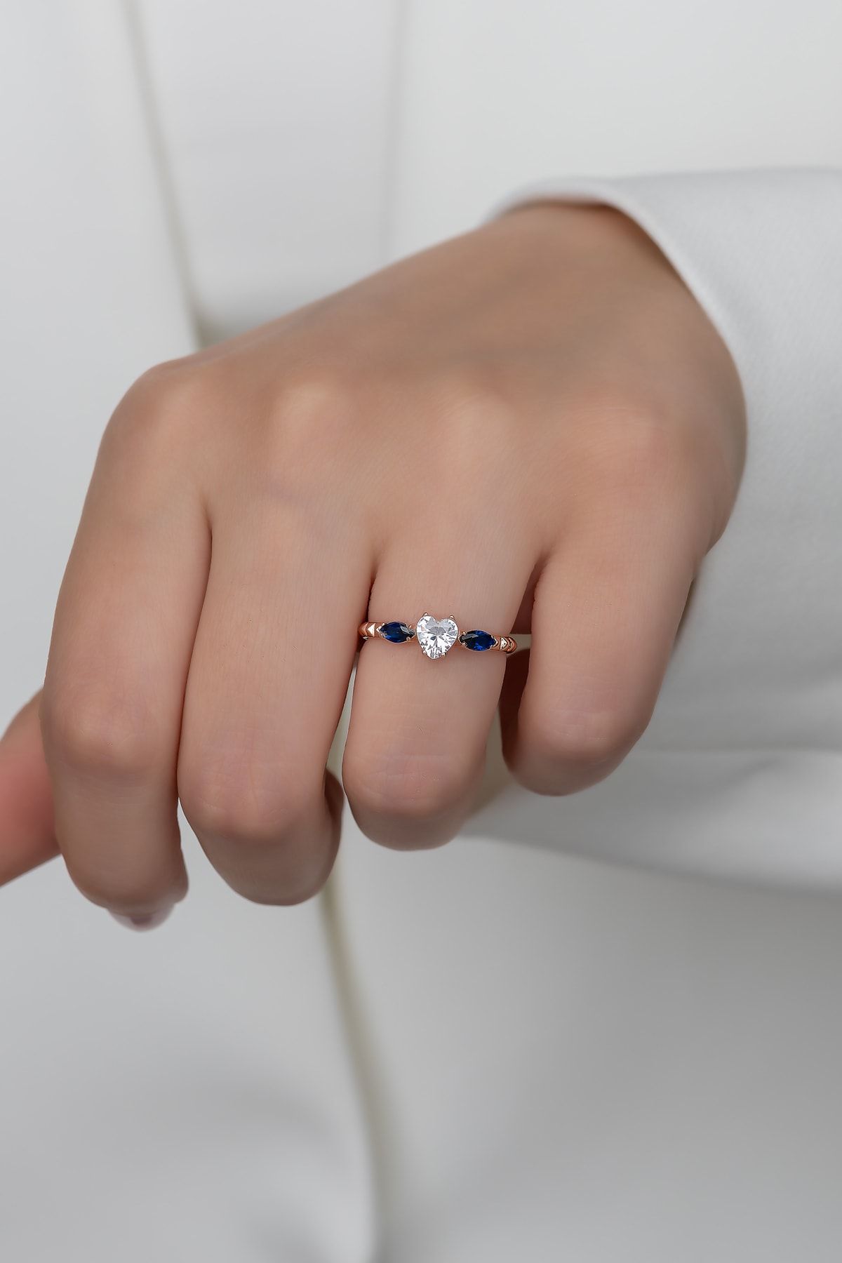 Gümüş Prenses Yüzük. Renkli Taşlı Ayarlanabilir Ölçü. Rose Gold Kaplama 925 Ayar Gümüş