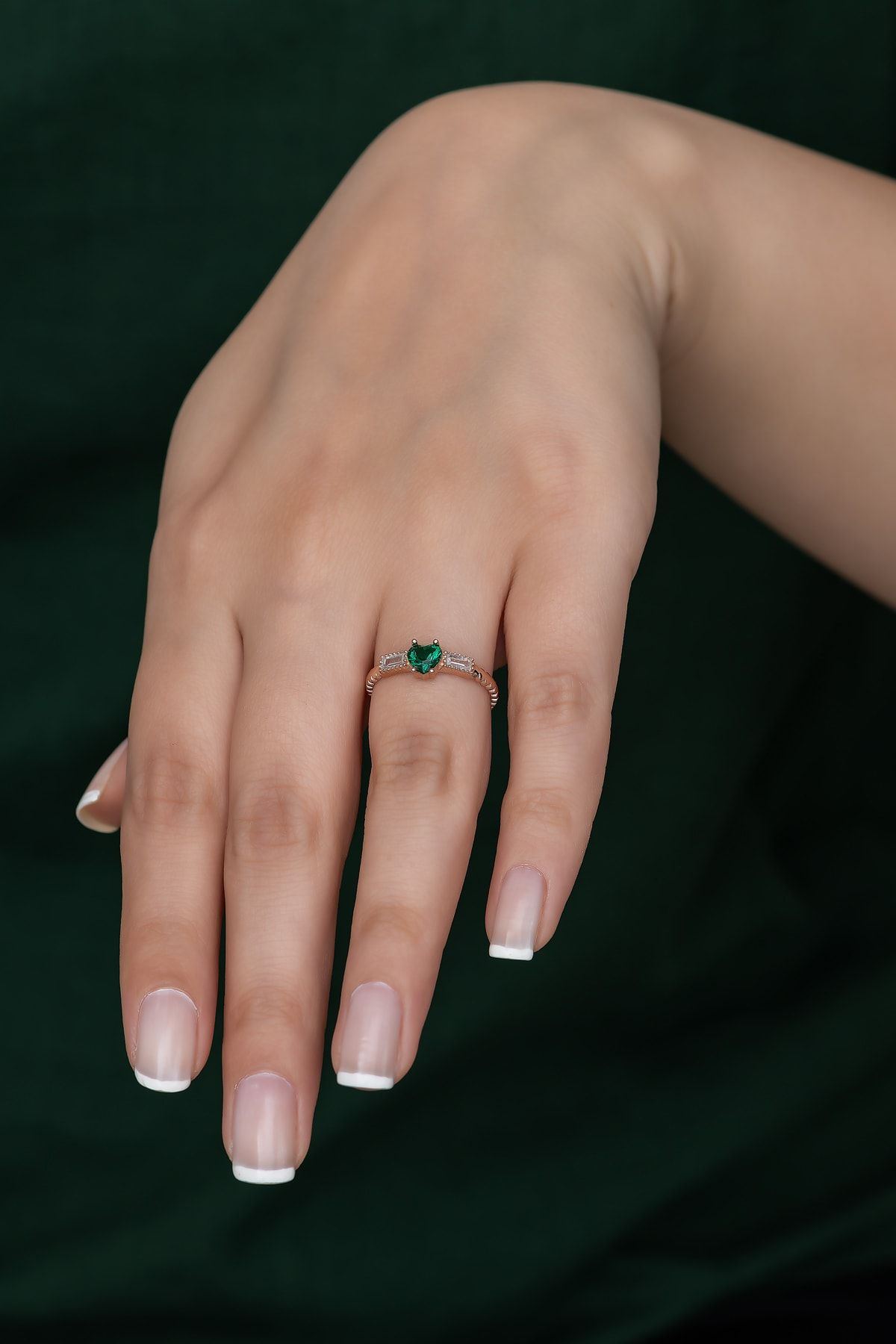 Gümüş Prenses Yüzük. Renkli Taşlı Ayarlanabilir Ölçü. Rose Gold Kaplama 925 Ayar Gümüş