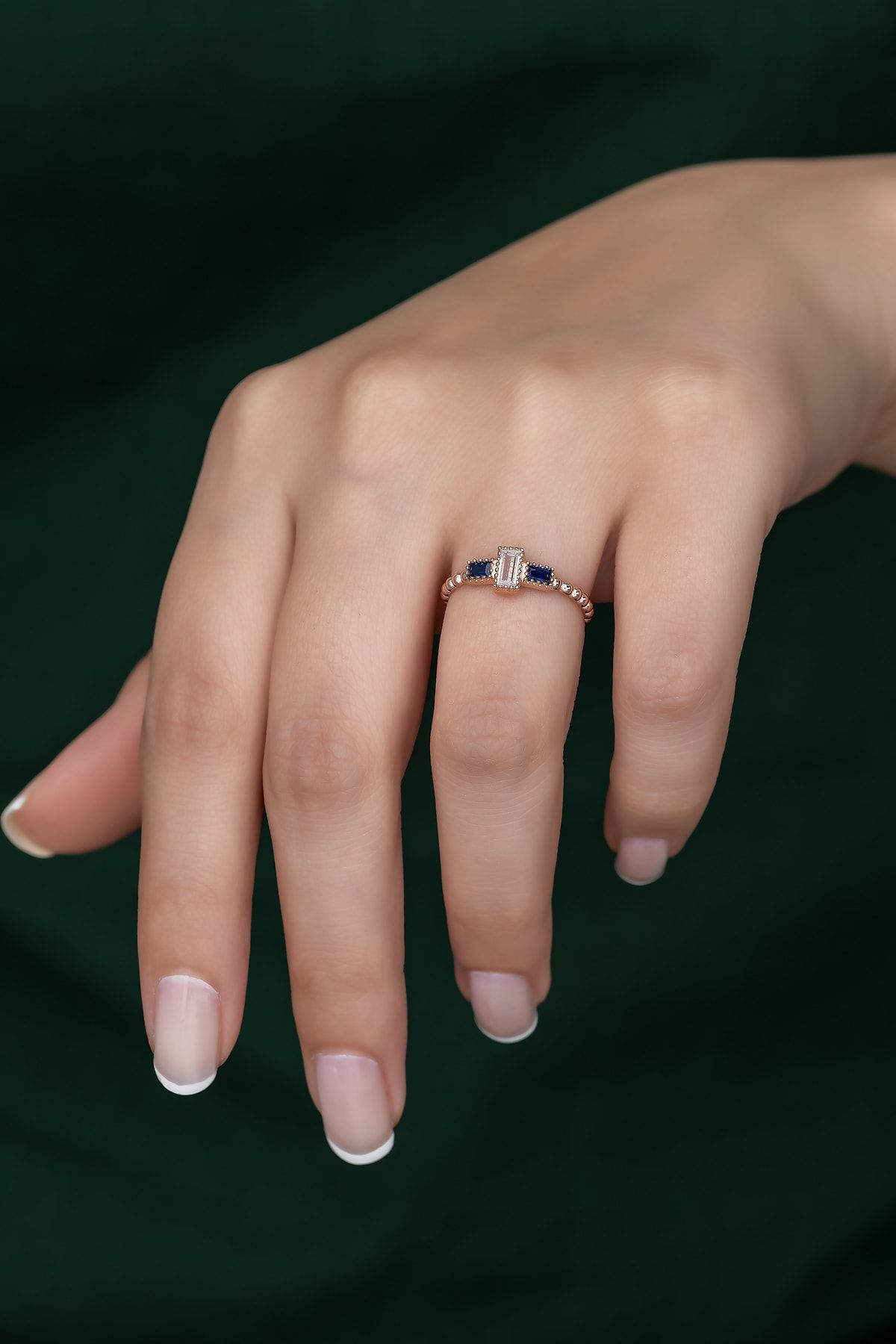 Gümüş Prenses Yüzük. Renkli Taşlı Ayarlanabilir Ölçü. Rose Gold Kaplama 925 Ayar Gümüş