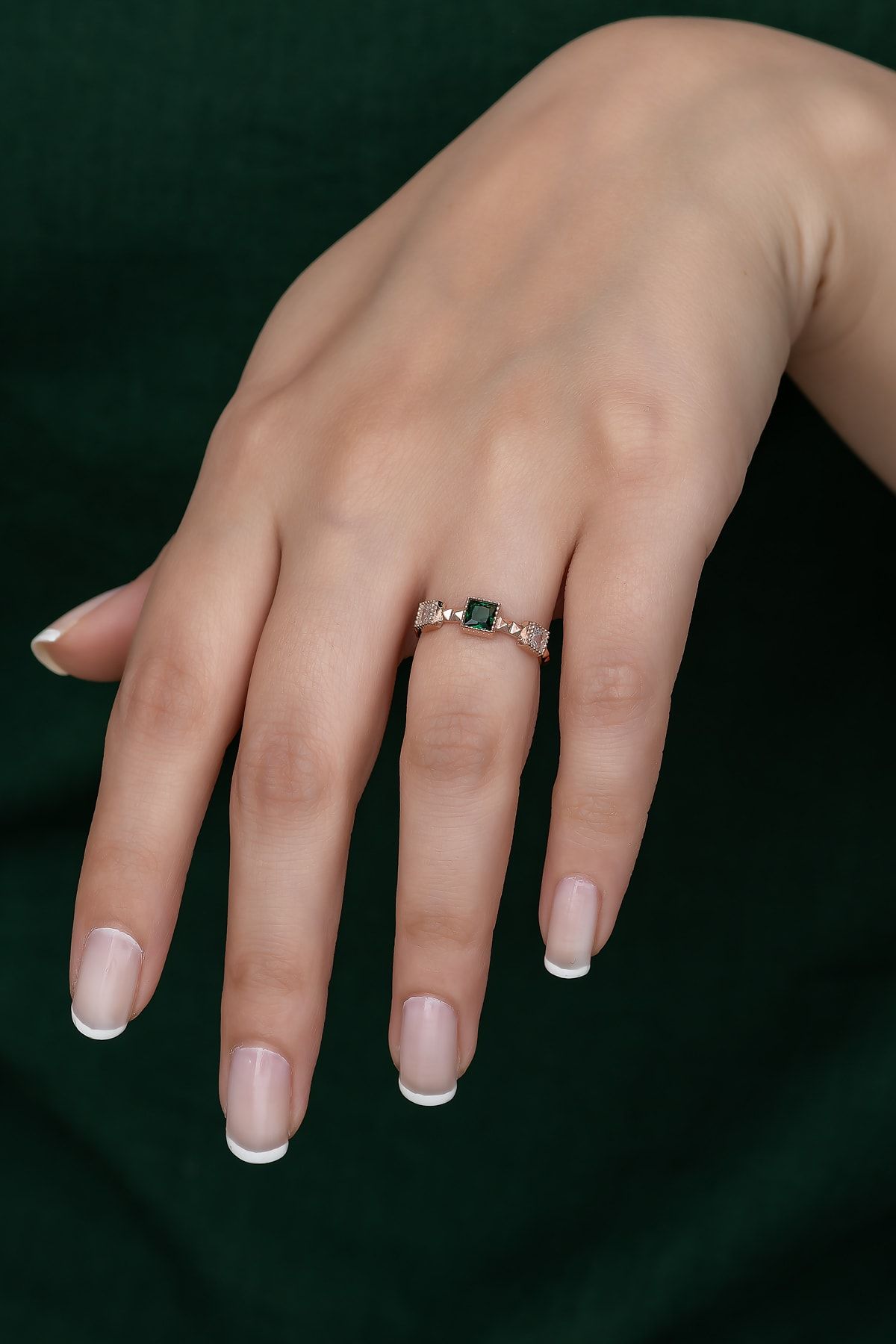 Gümüş Prenses Yüzük. Renkli Taşlı Ayarlanabilir Ölçü. Rose Gold Kaplama 925 Ayar Gümüş