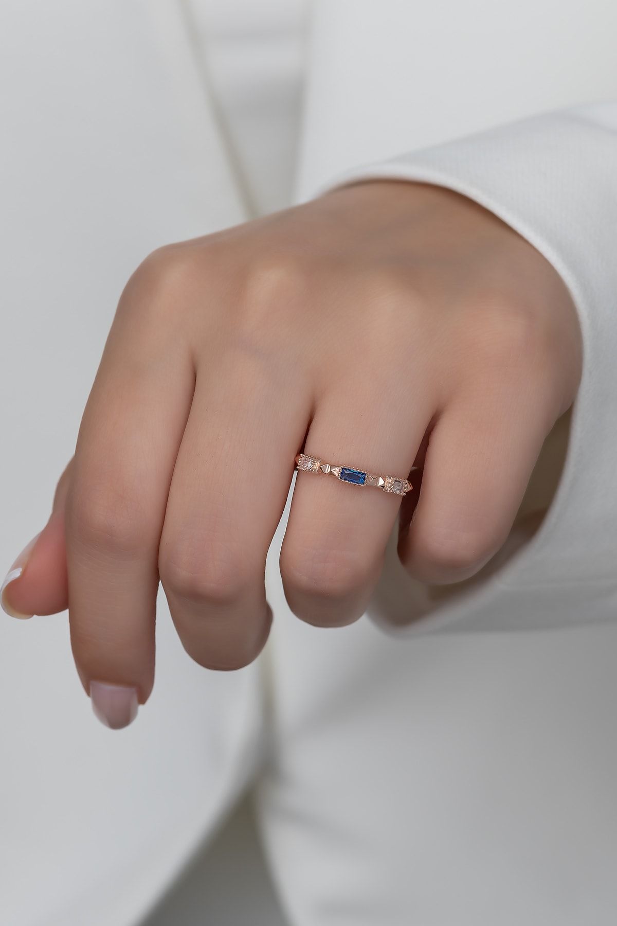 Gümüş Prenses Yüzük. Renkli Taşlı Ayarlanabilir Ölçü. Rose Gold Kaplama 925 Ayar Gümüş