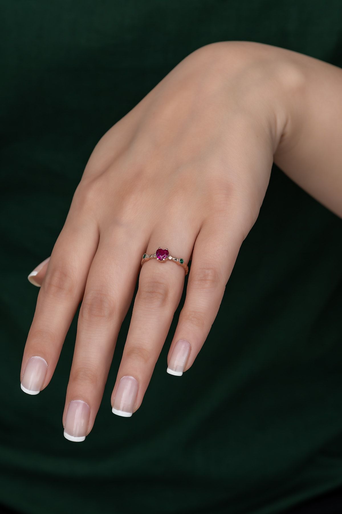 Gümüş Prenses Yüzük. Renkli Taşlı Ayarlanabilir Ölçü. Rose Gold Kaplama 925 Ayar Gümüş