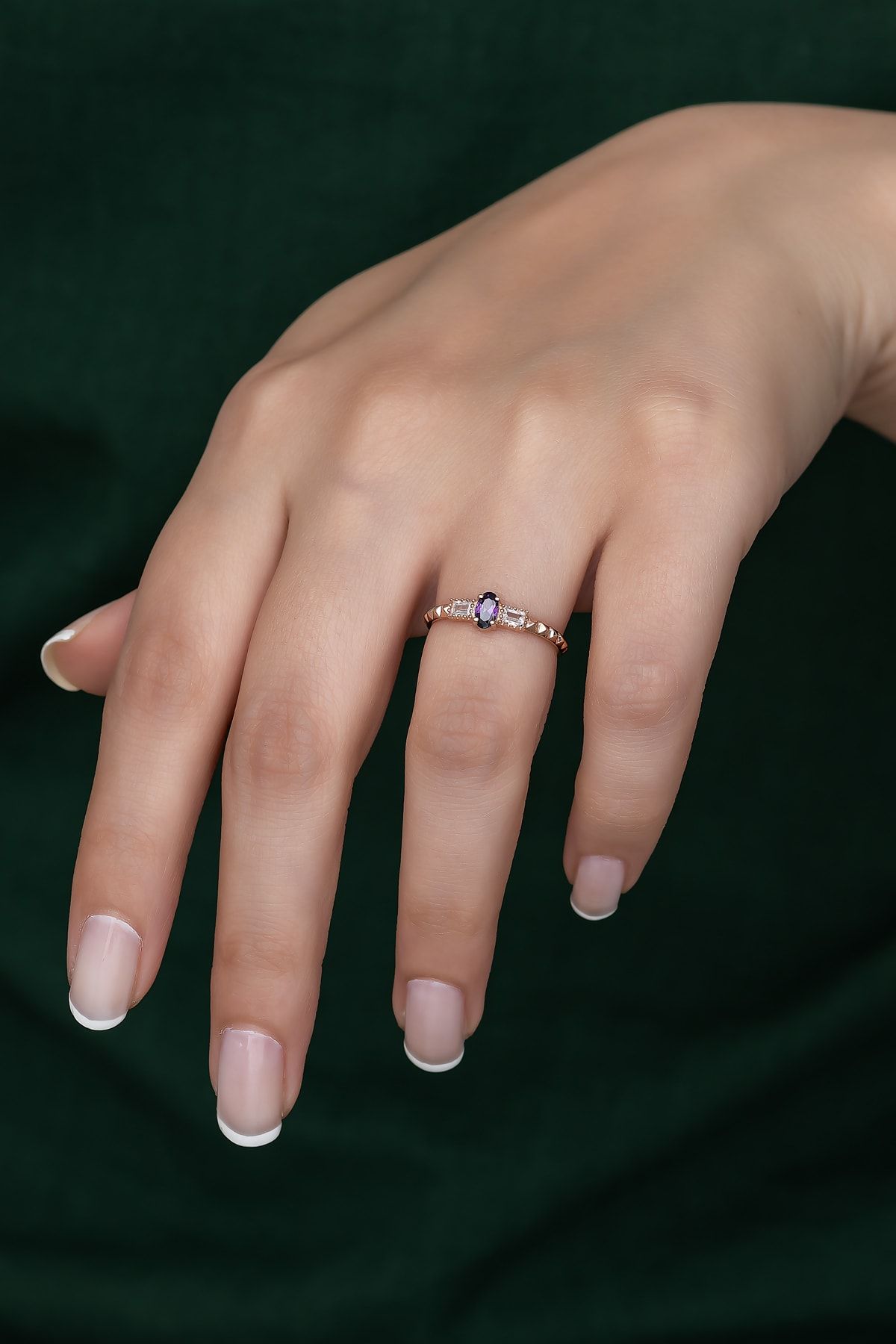 Gümüş Prenses Yüzük. Renkli Taşlı Ayarlanabilir Ölçü. Rose Gold Kaplama 925 Ayar Gümüş