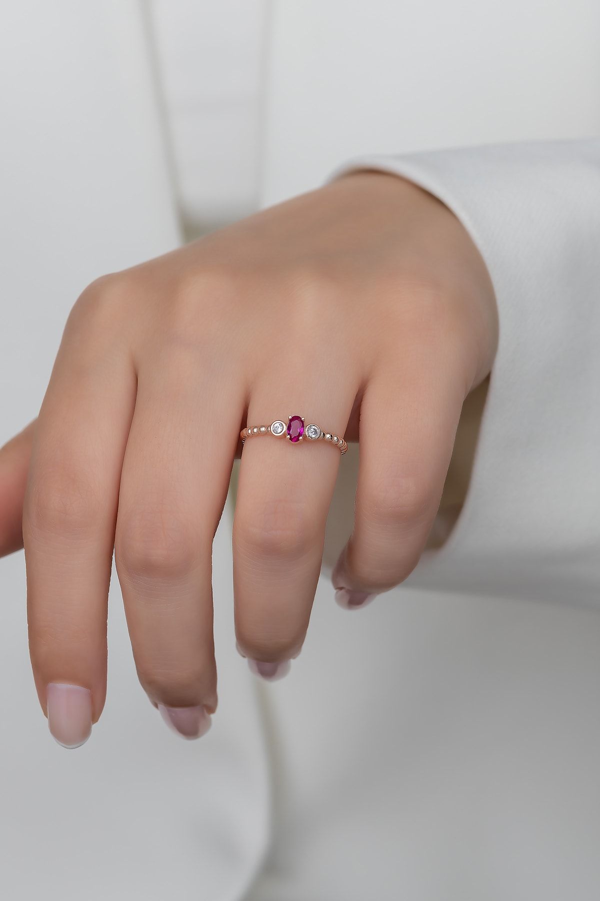 Gümüş Prenses Yüzük. Renkli Taşlı Ayarlanabilir Ölçü. Rose Gold Kaplama 925 Ayar Gümüş