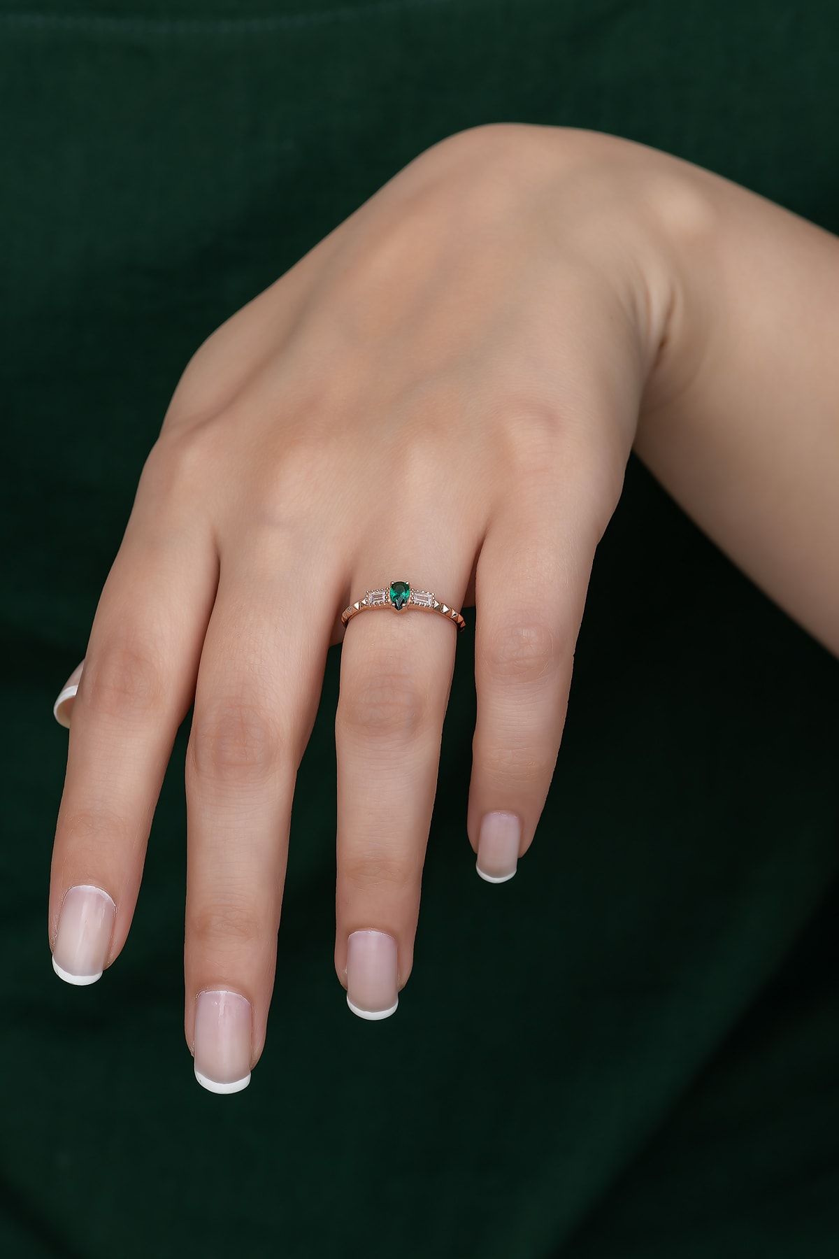 Gümüş Prenses Yüzük. Renkli Taşlı Ayarlanabilir Ölçü. Rose Gold Kaplama 925 Ayar Gümüş