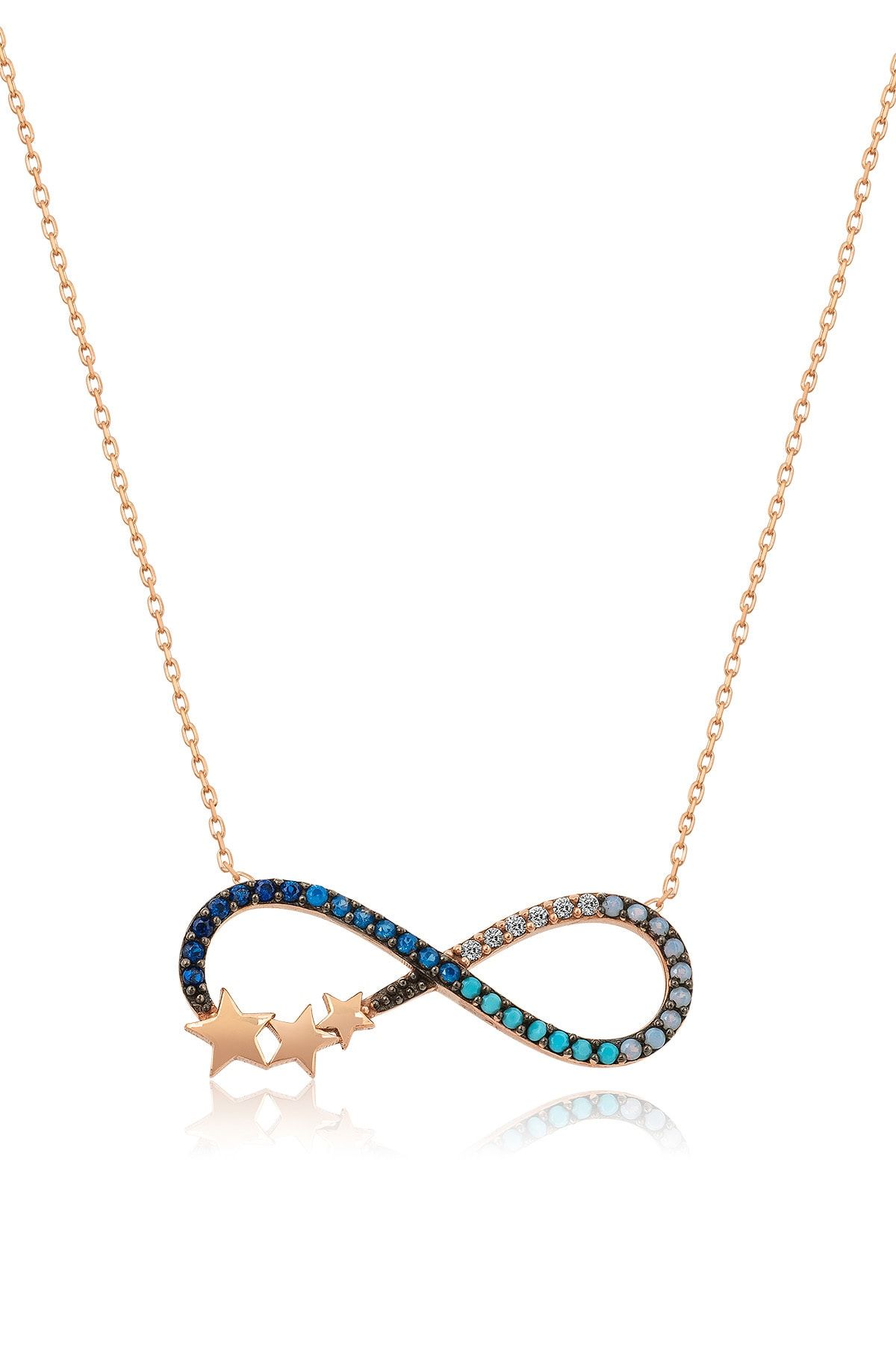 Gümüş Sonszuzluk Renkli Nano Taşlı Samanyolu Yıldız Kolye