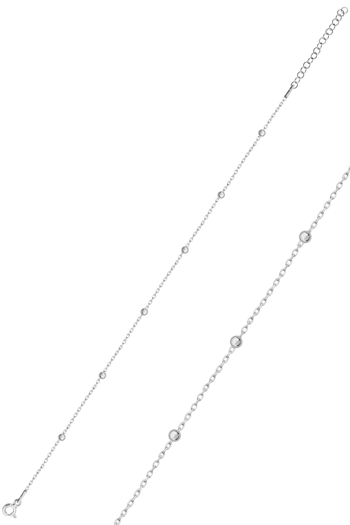 Gümüş Top Top Halhal Rodyum Kaplama 925 Ayar