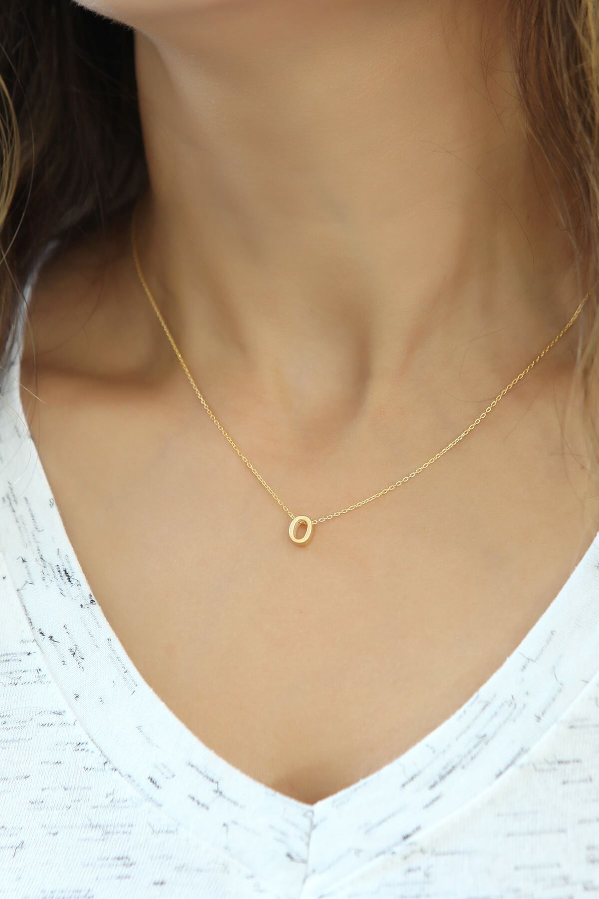 Harf Kolye. Üç Boyutlu O Harfi. Rose Altın Kaplama 925 Ayar Gümüş.