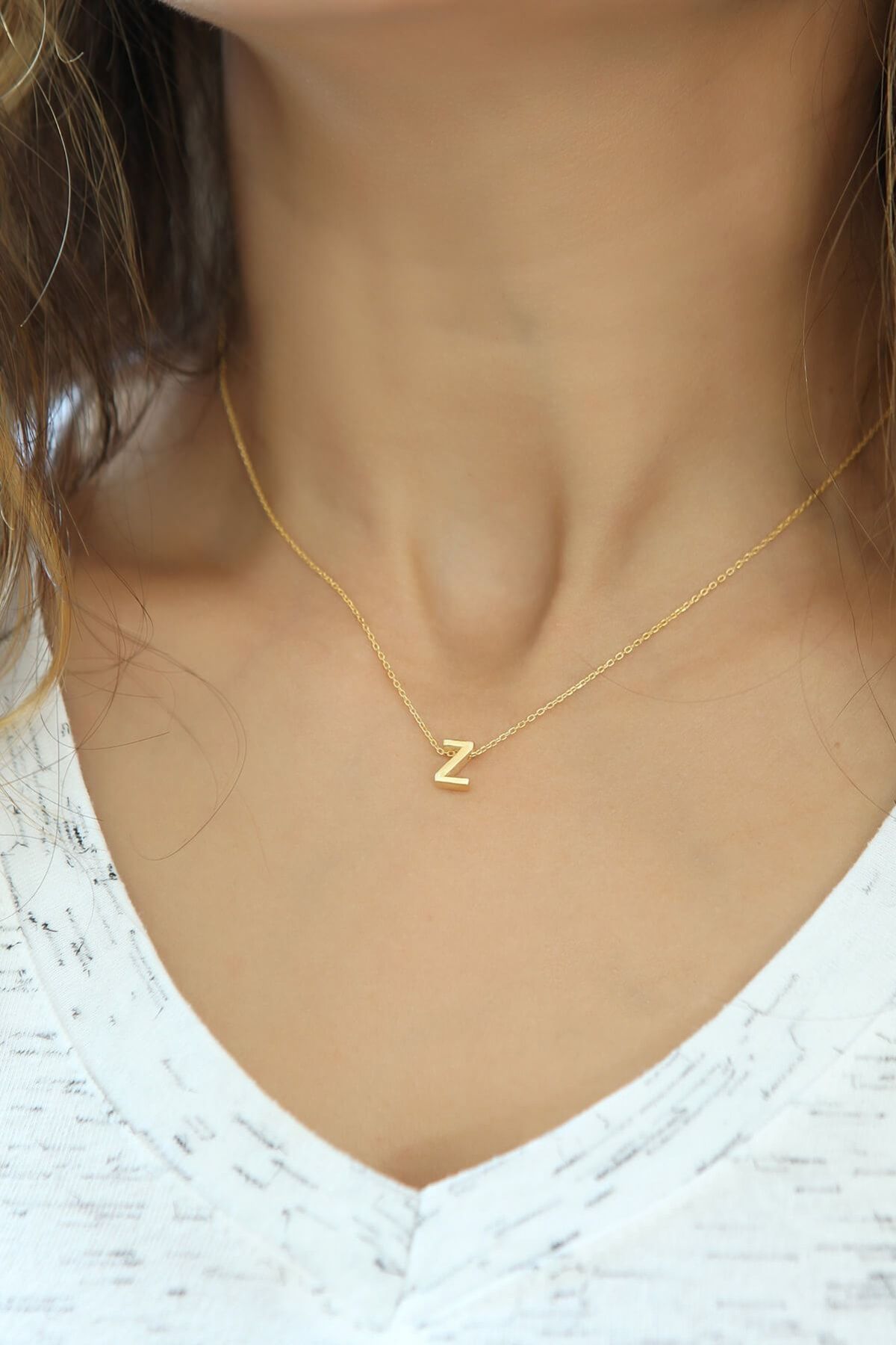 Harf Kolye. Üç Boyutlu Z Harfi. Rose Altın Kaplama 925 Ayar Gümüş.