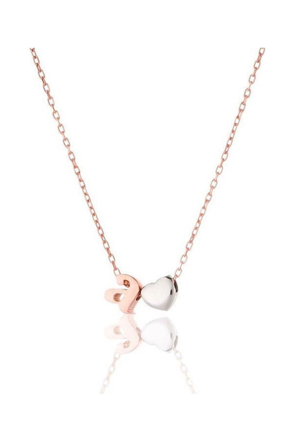 Kadın 925 Ayar Gümüş Üç Boyutlu A Harfi Kalp Kolye