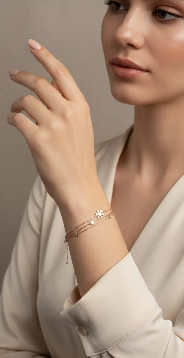 925 Ayar Papatya Silver Taşlı Kartanesi Bileklik.rose.gold.rodaj