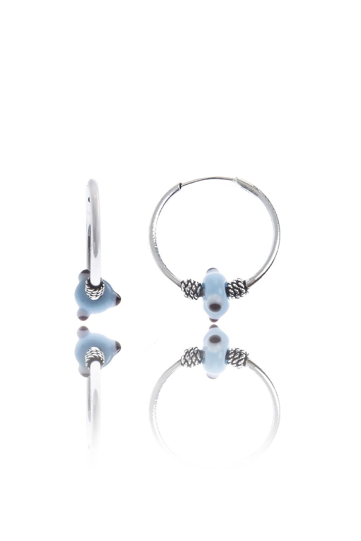 Kadın Küpe Nazargözlü Halka 925 Ayar Gümüş